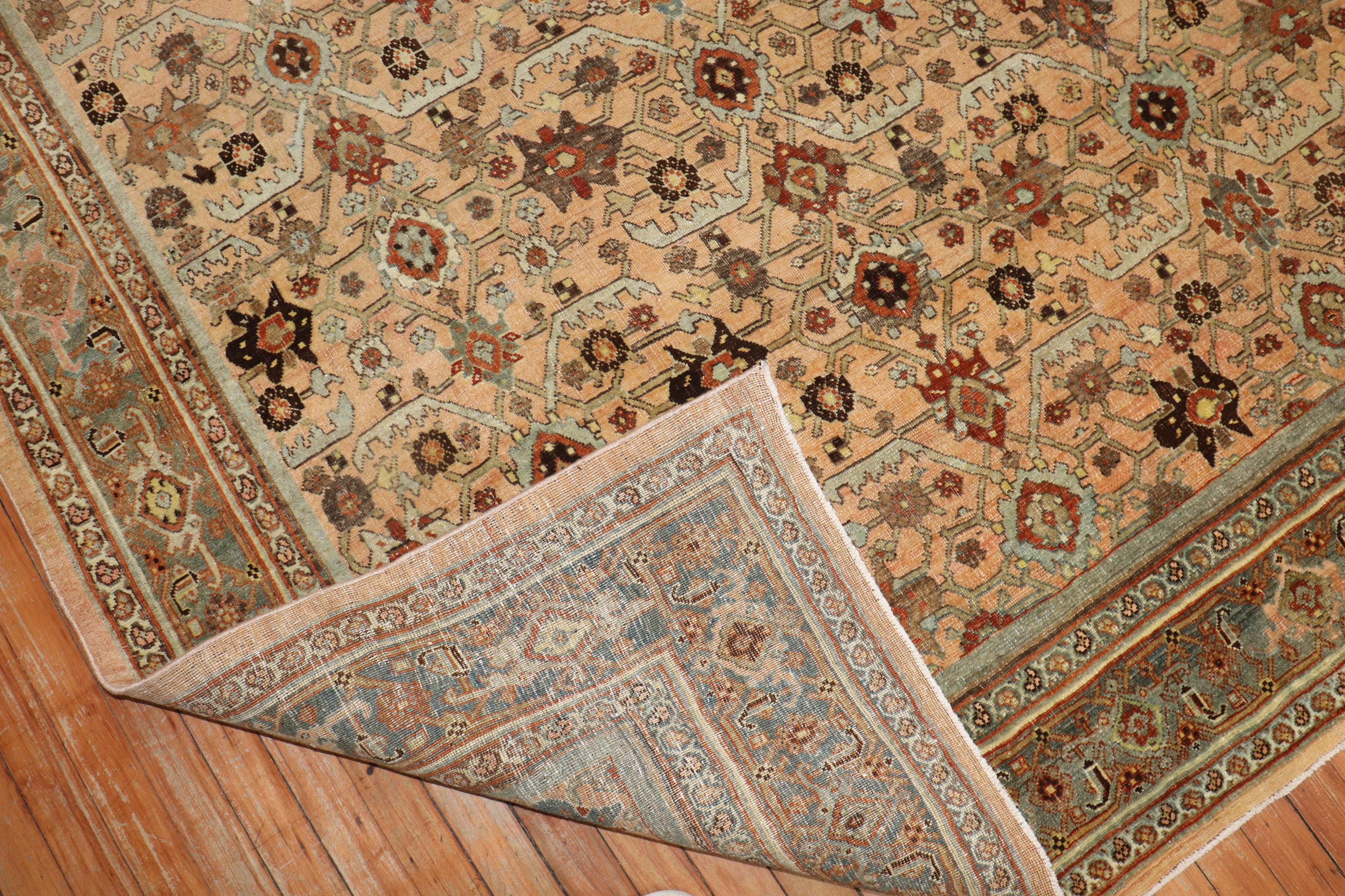 Hand-Knotted Zabihi Collection Antique Persian Bidjar Rug For Sale