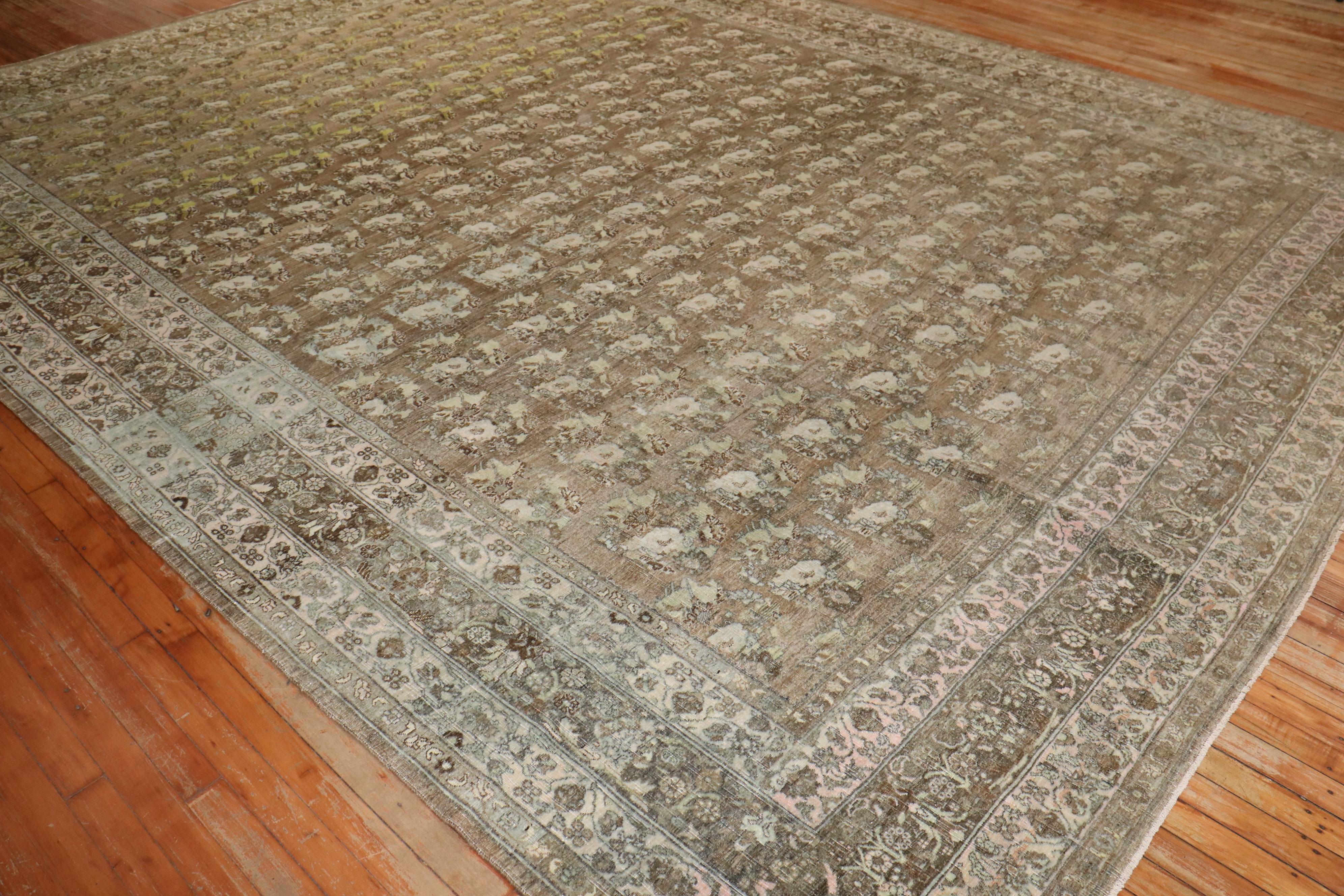 Hand-Knotted Zabihi Collection Antique Persian Bidjar  Rug For Sale