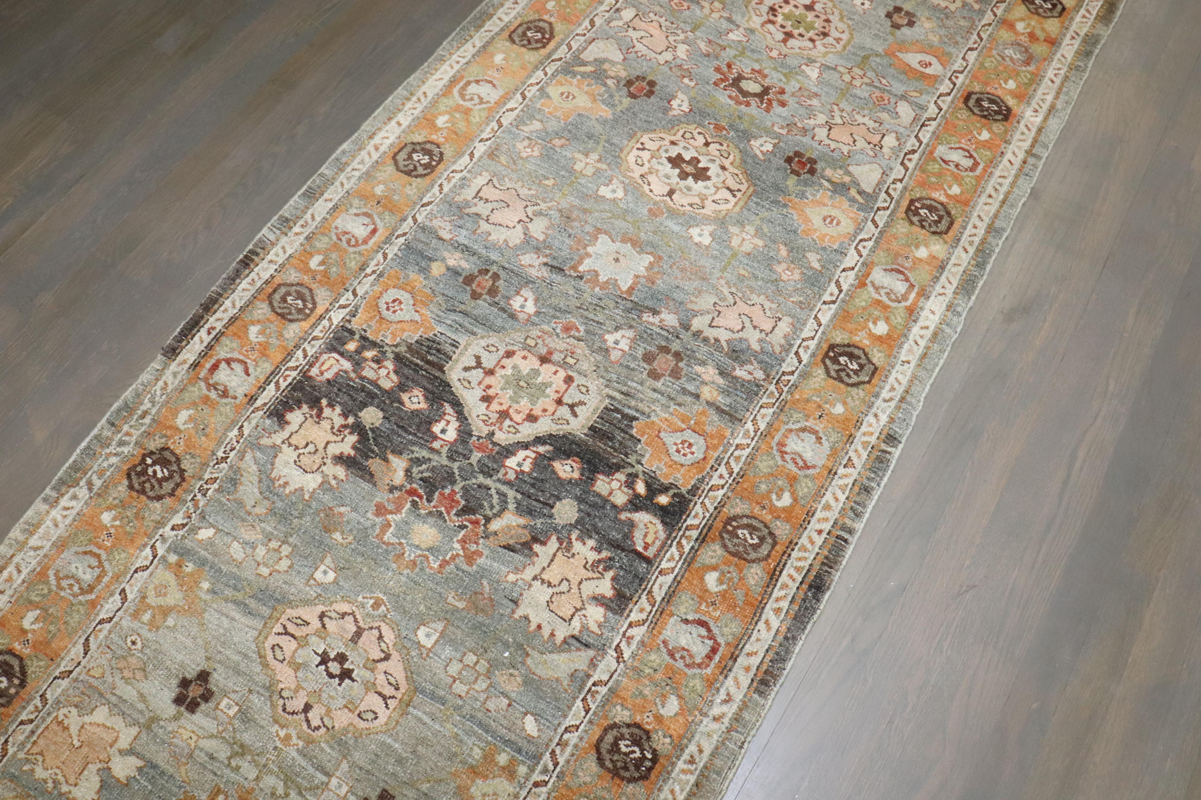 Wool Zabihi Collection Antique Persian Bidjar Runner For Sale