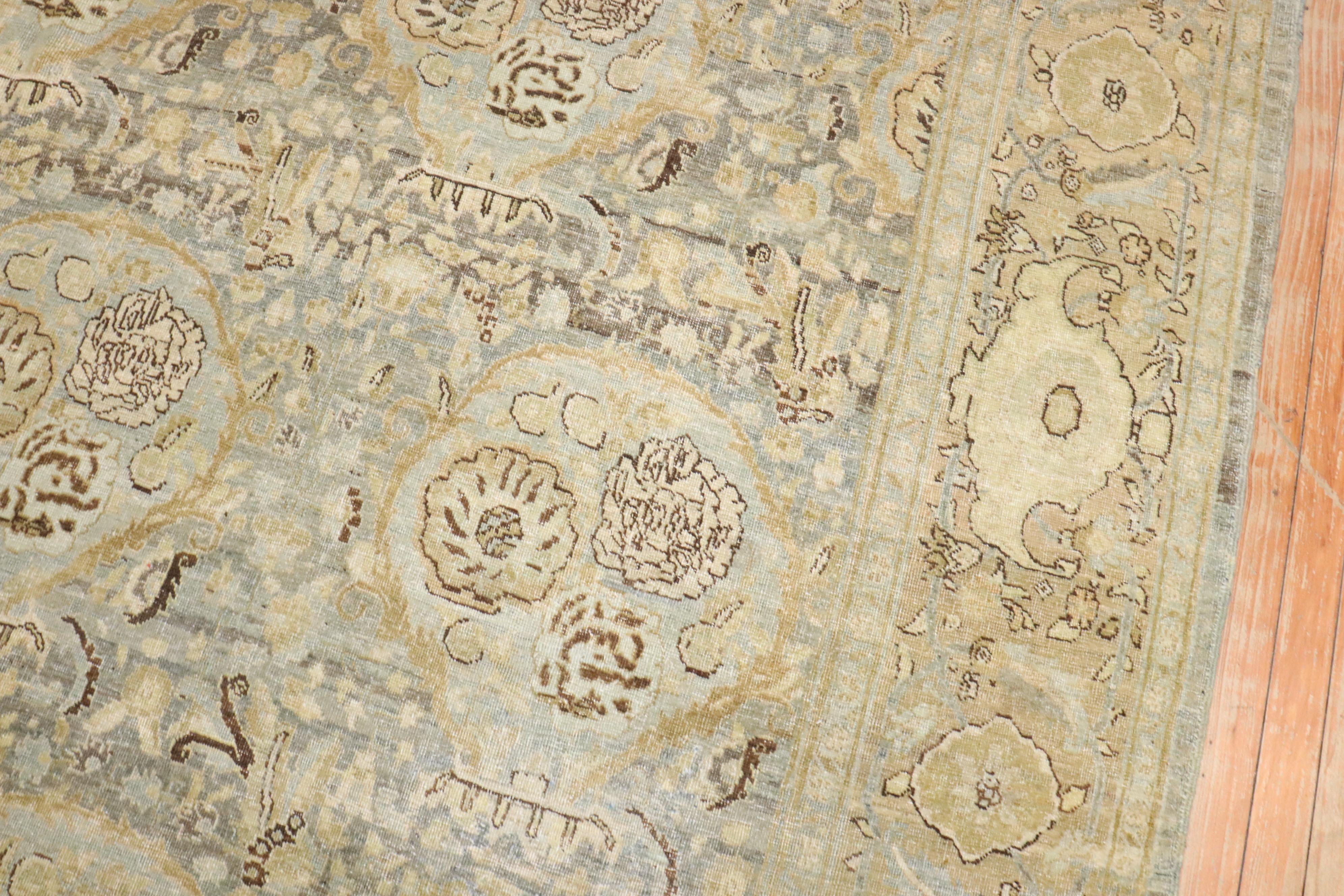 Zabihi Collection Antique Persian Blue Gold Bidjar Rug In Good Condition For Sale In New York, NY