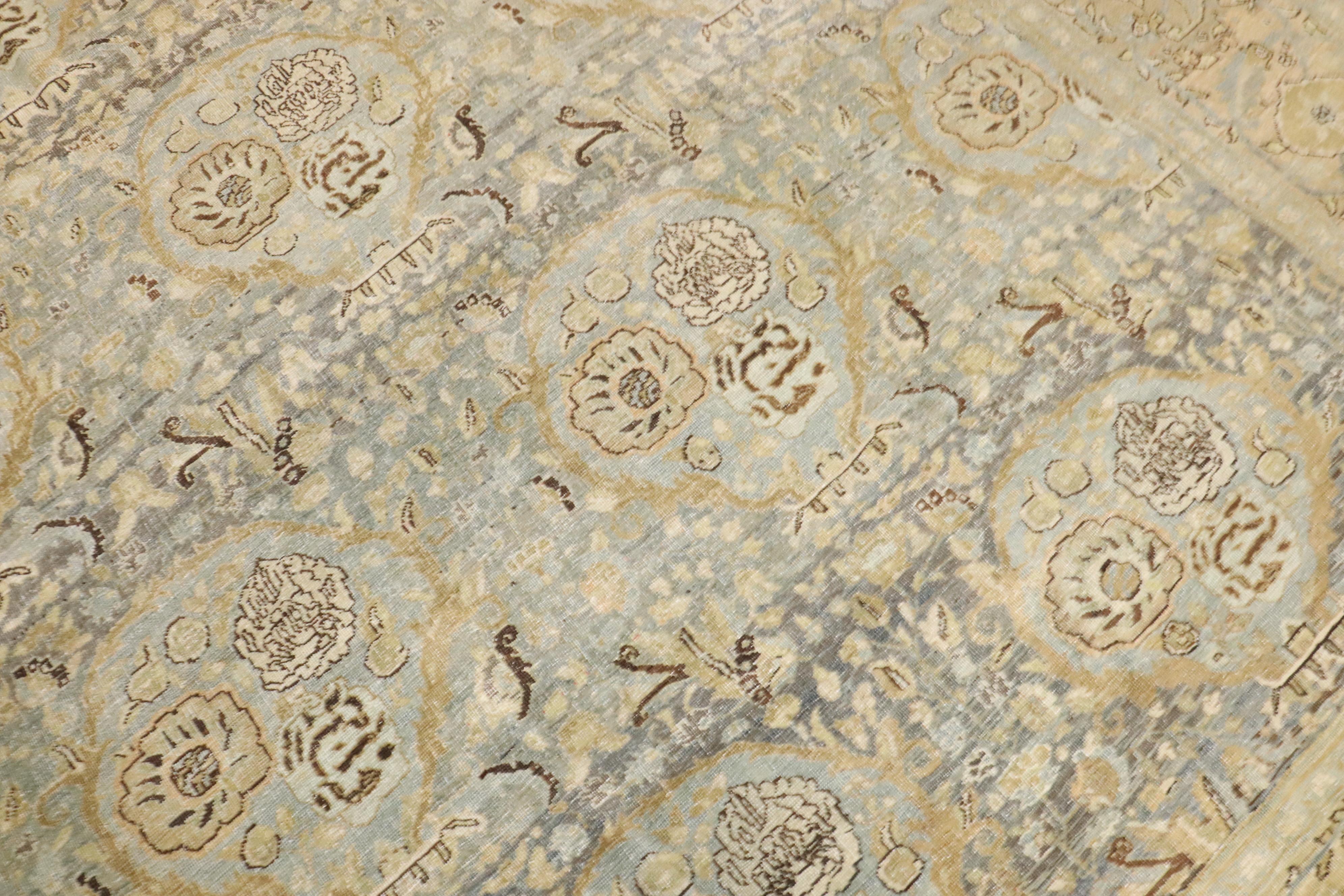 Zabihi Collection Antique Persian Blue Gold Bidjar Rug For Sale 2