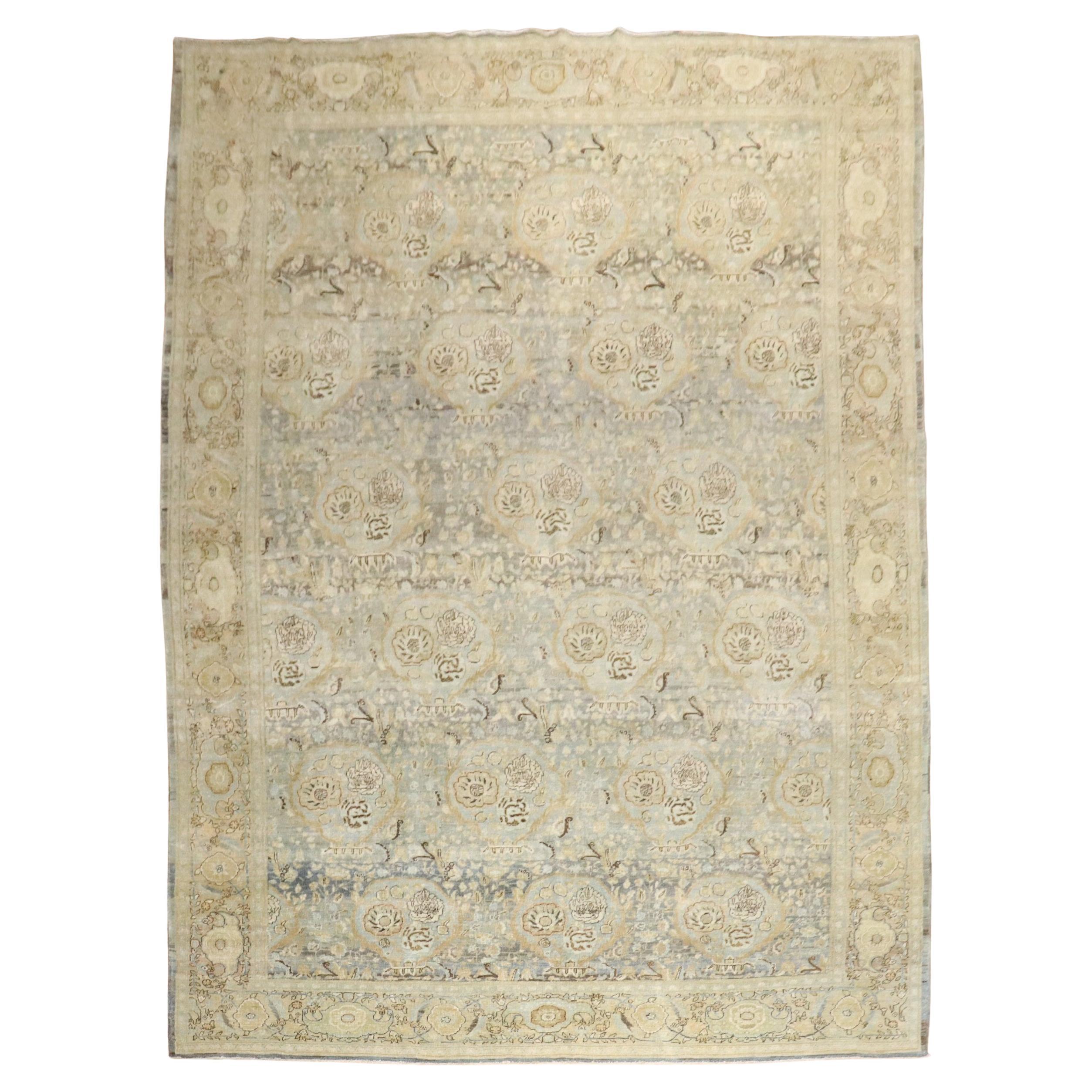 Zabihi Collection Antique Persian Blue Gold Bidjar Rug For Sale