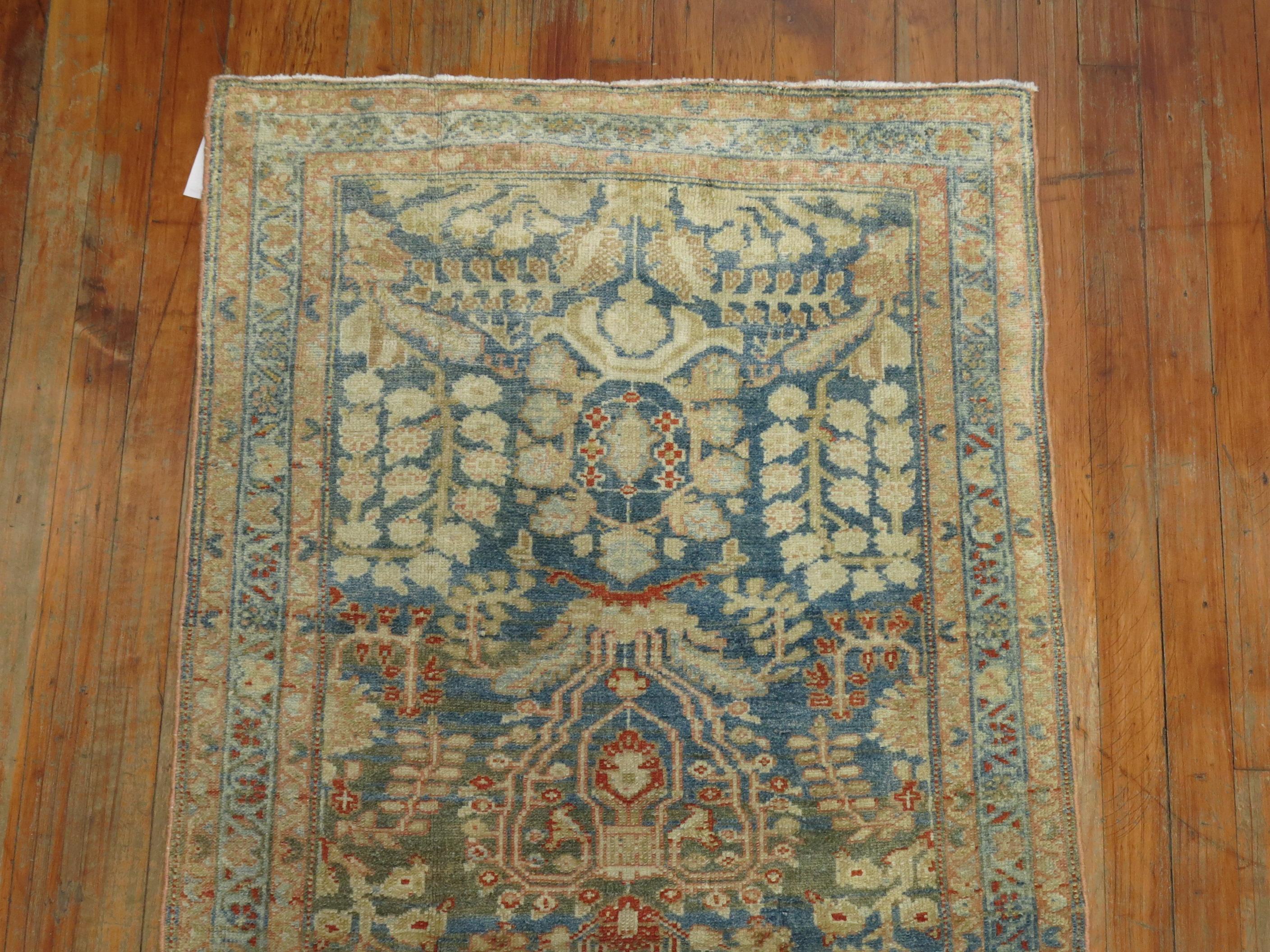 Runner Zabihi Collection'S blu persiano antico salmone In condizioni buone in vendita a New York, NY