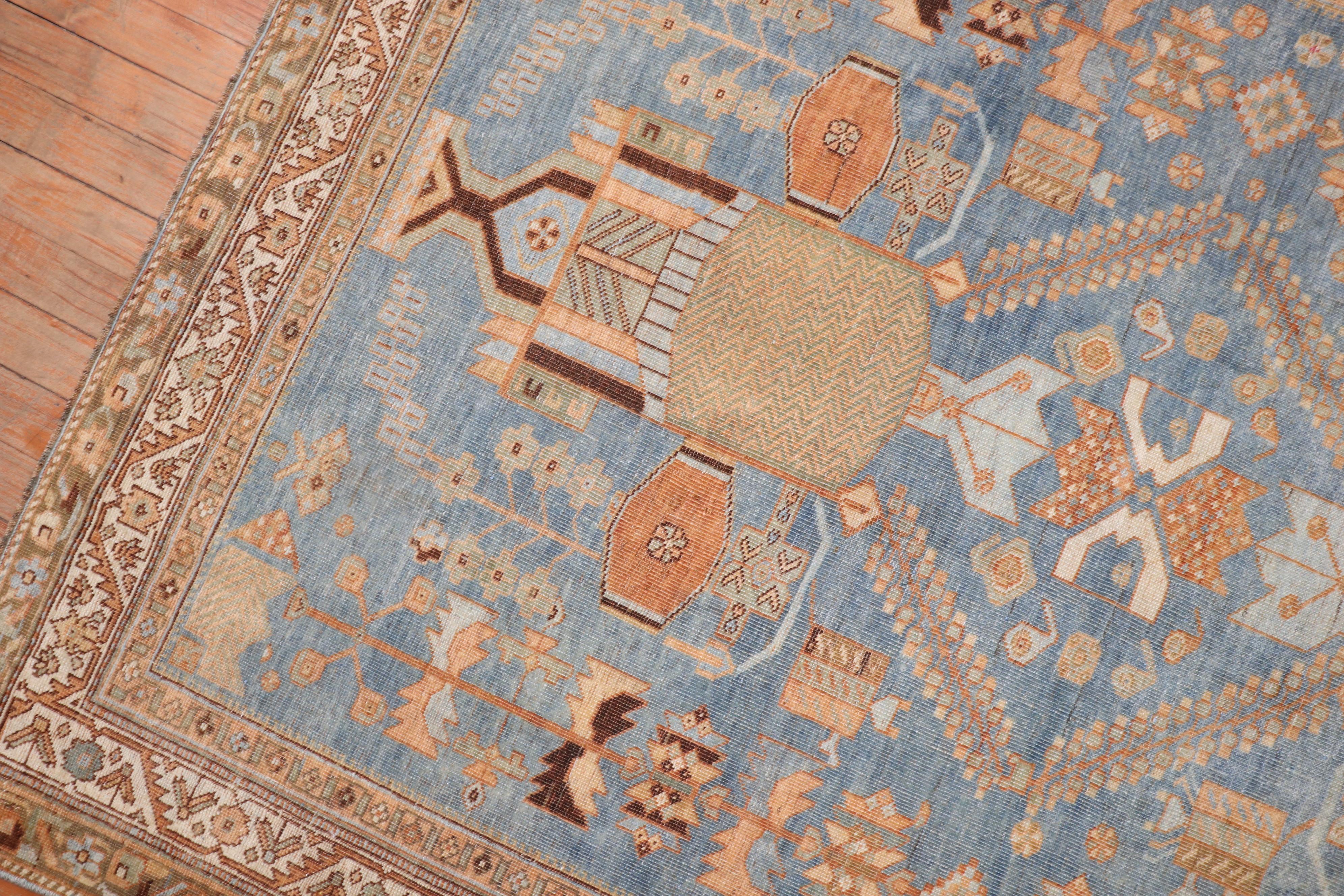 20th Century Zabihi Collection Antique Persian Blue Tribal Rug For Sale