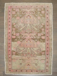 Zabihi Collection Antique Persian Brown Pink Small Rug