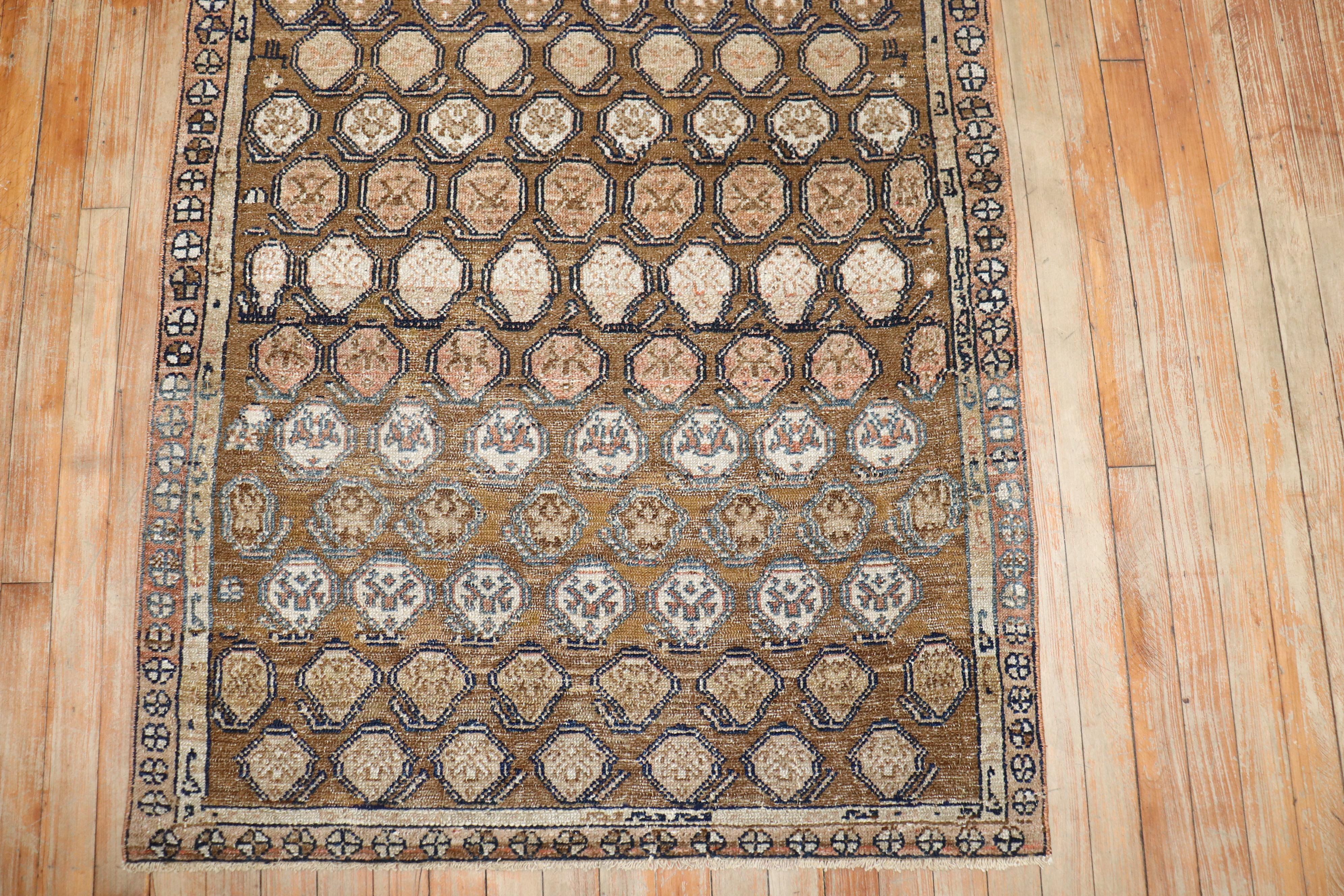 Bakshaish Zabihi Collection Antique Persian Brown Scatter Rug For Sale