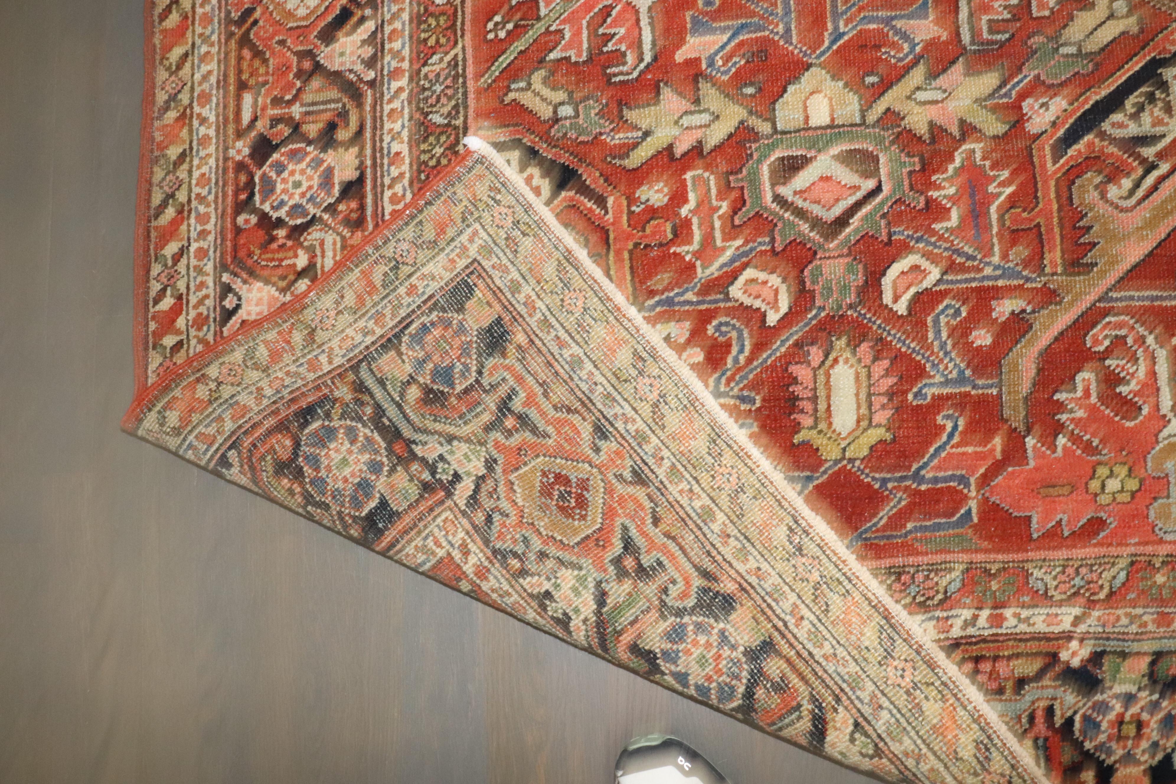 Zabihi Collection Antique Persian Heriz Geometric Rug For Sale 3