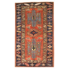 Zabihi Collection Antique Persian Heriz Geometric Small Rug