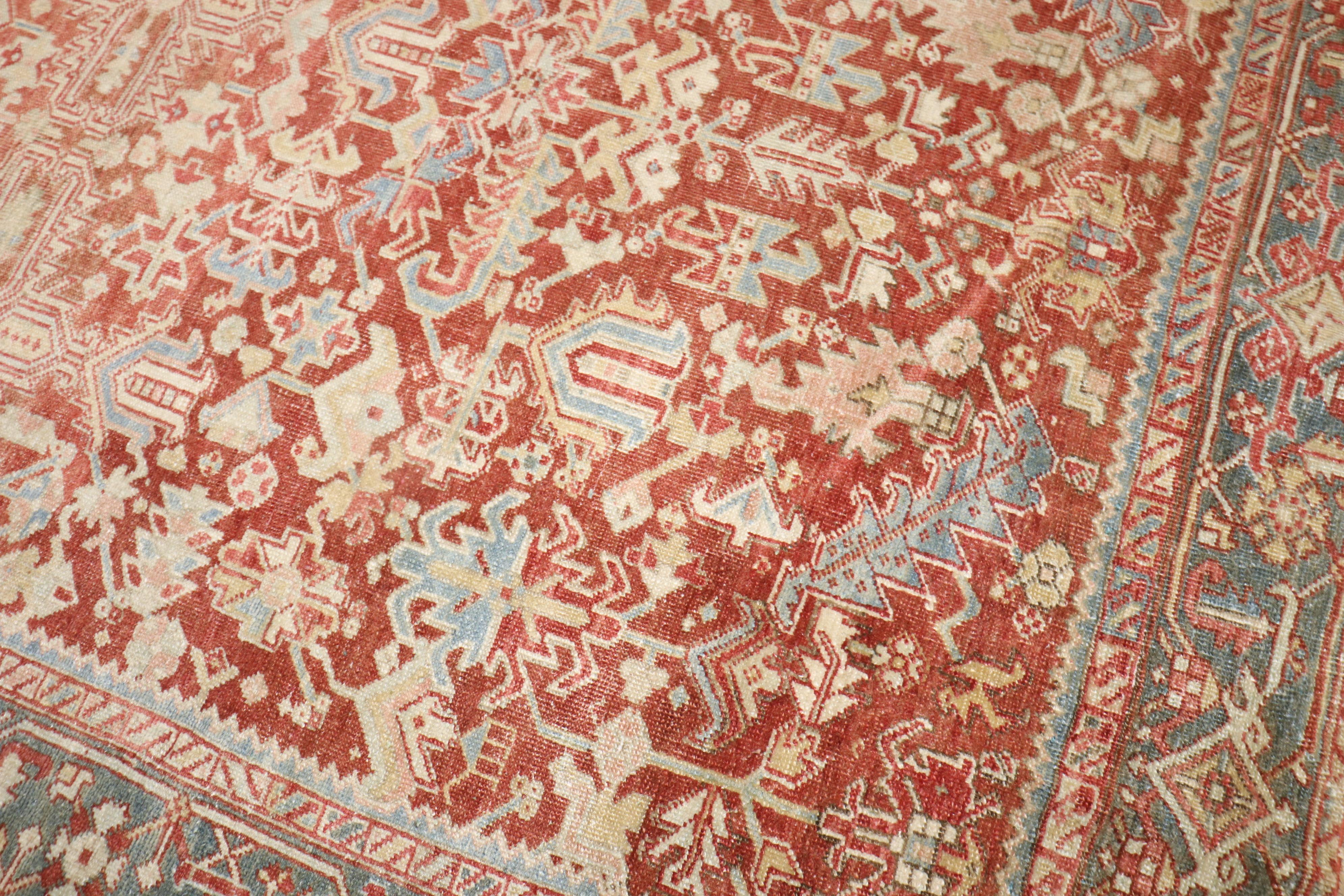 Zabihi Collection Antique Persian Heriz Room Size Rug For Sale 4