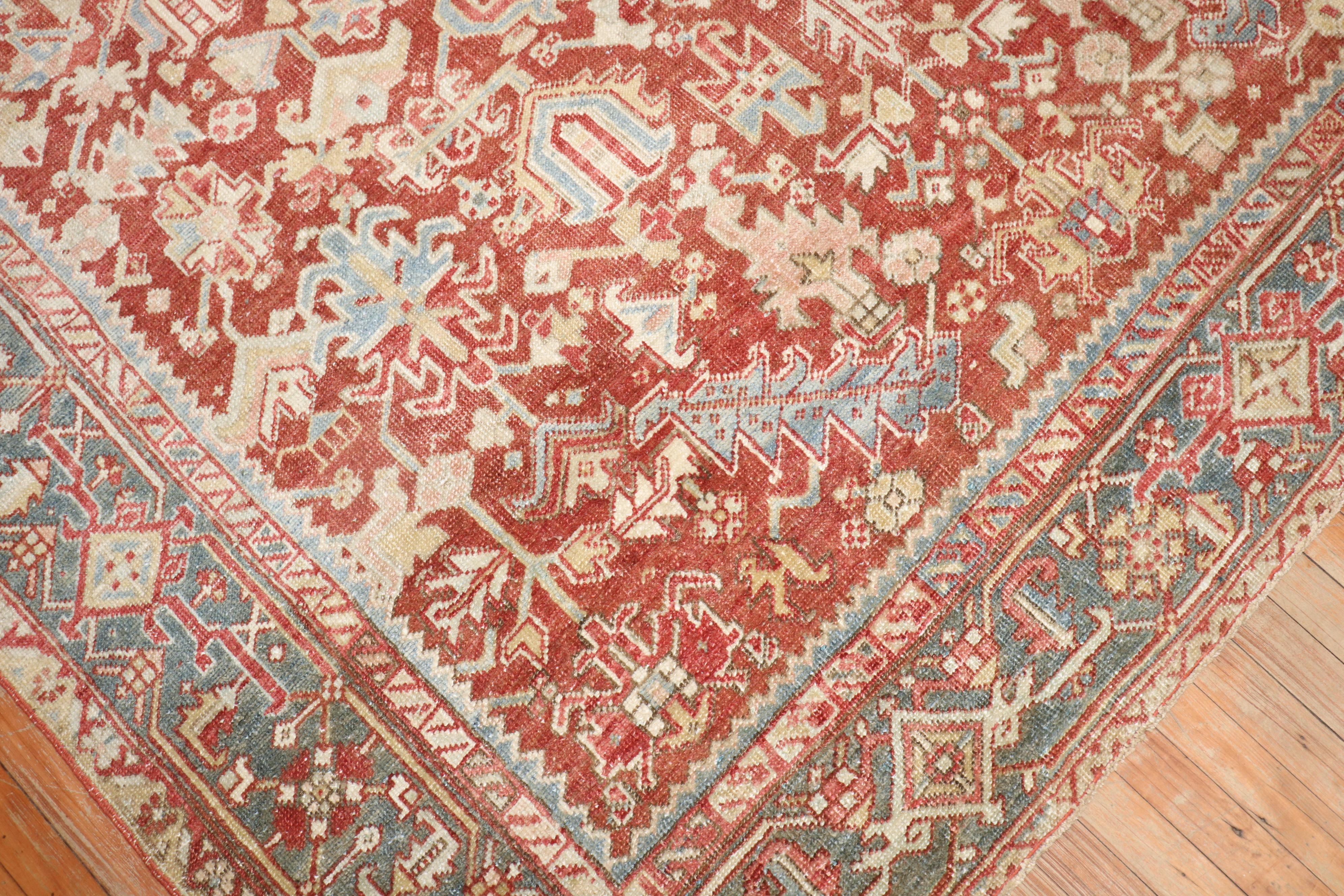Zabihi Collection Antique Persian Heriz Room Size Rug For Sale 1