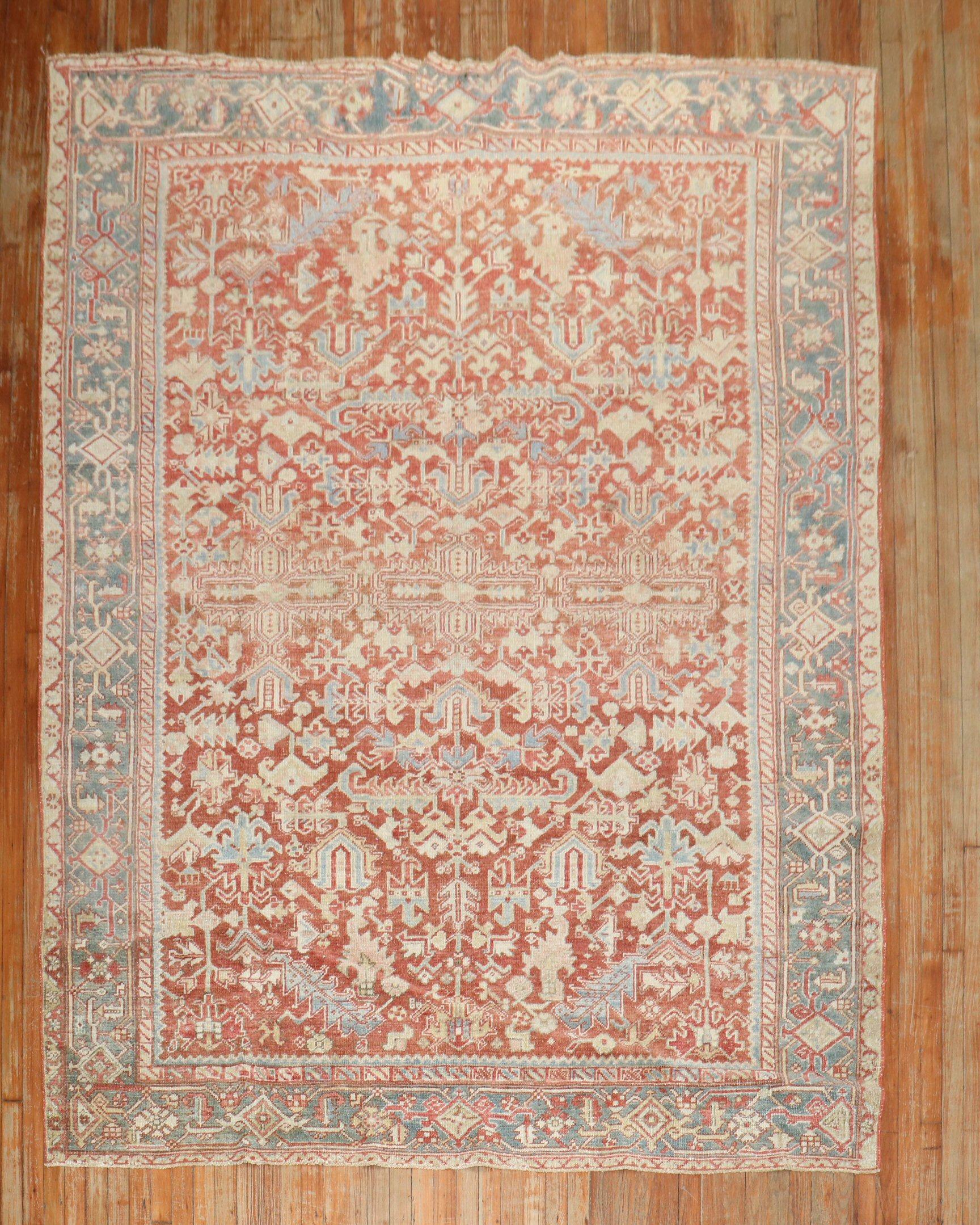 Zabihi Collection Antique Persian Heriz Room Size Rug For Sale 2