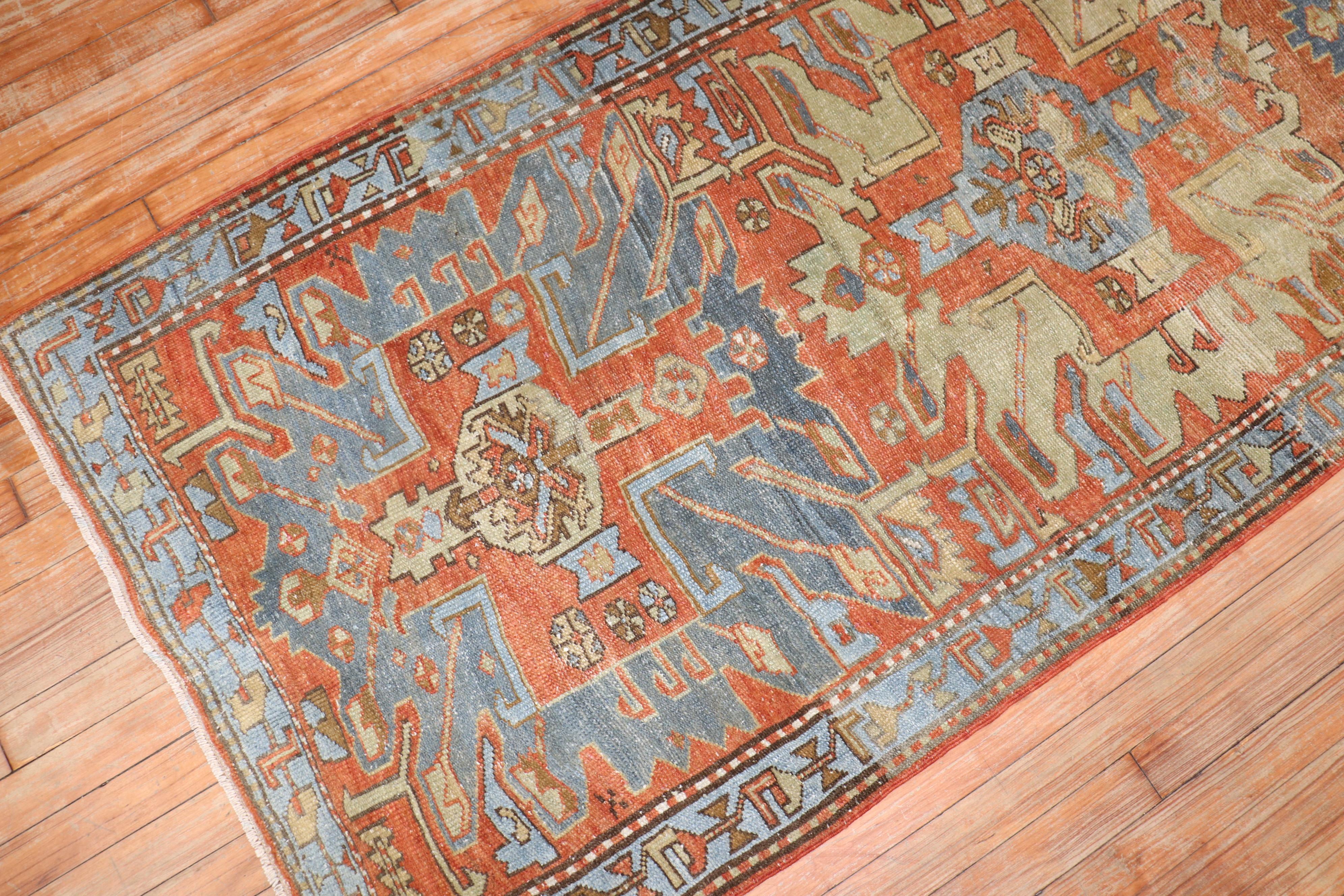 Zabihi Collection Antique Persian Heriz Runner For Sale 3