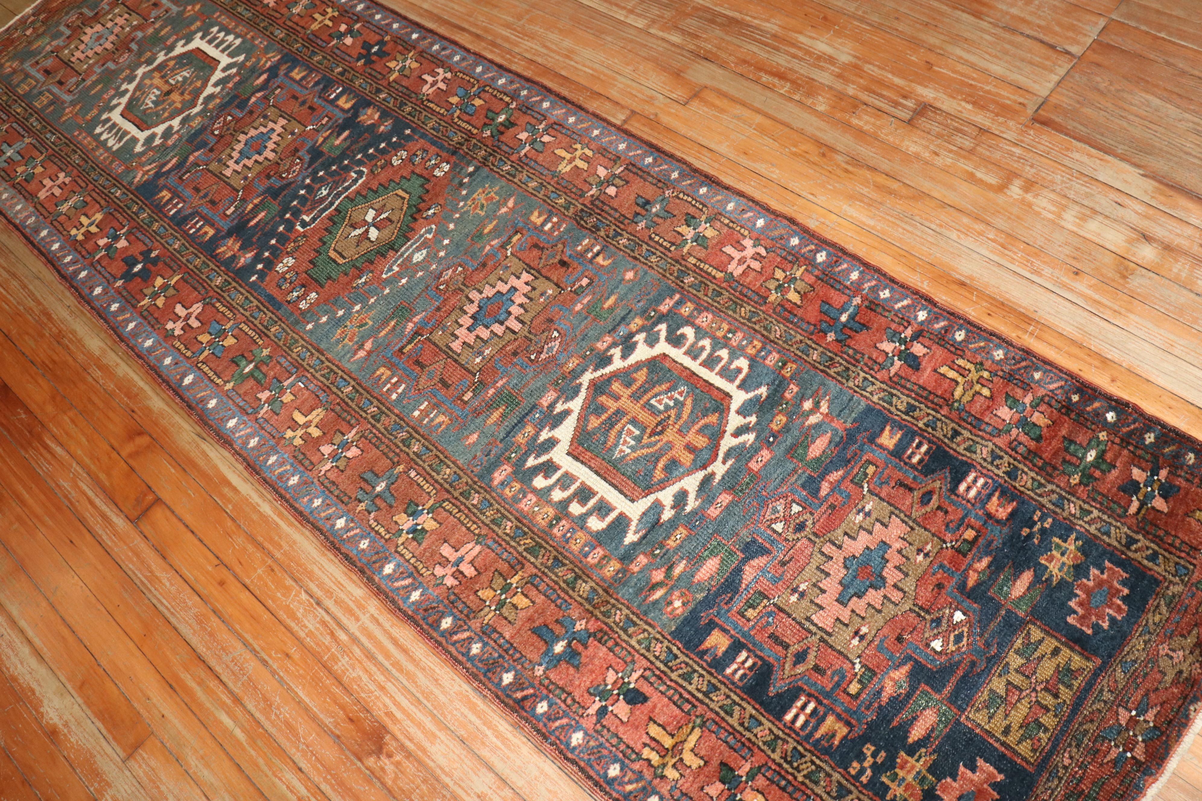 Chippendale Zabihi Collection Antique Persian Heriz Runner For Sale