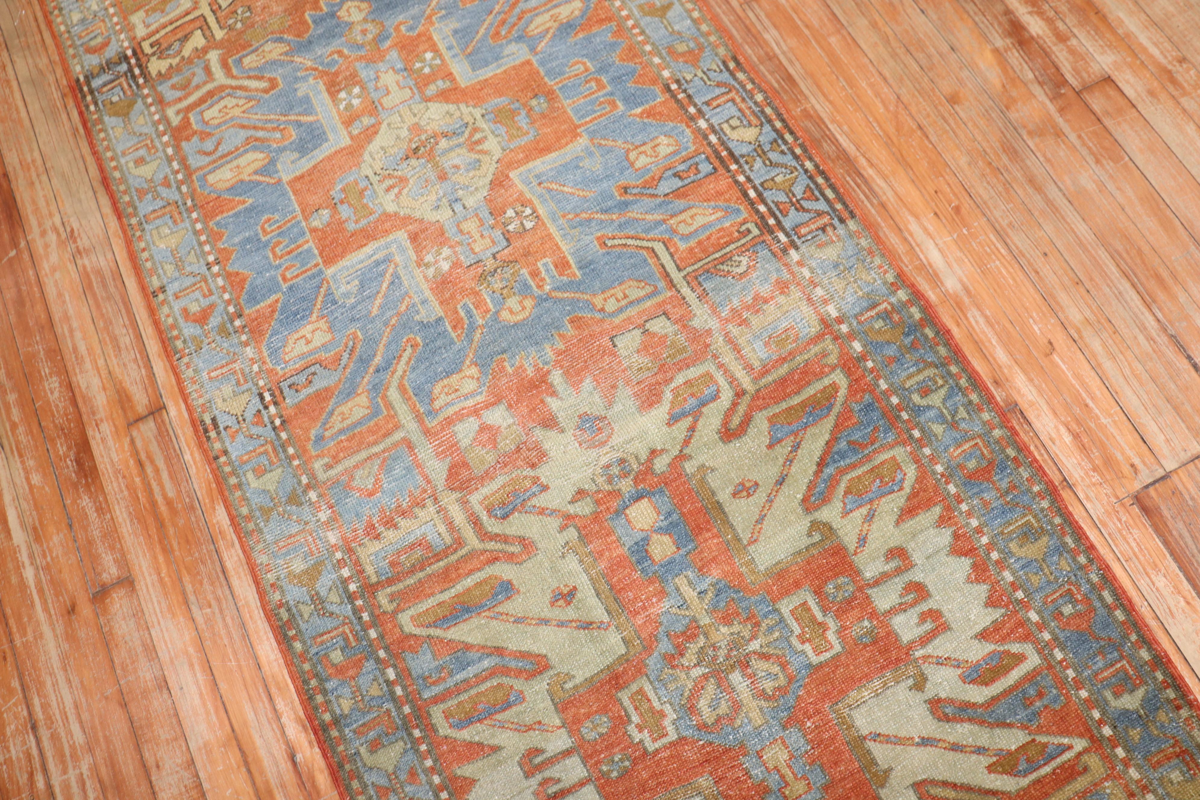 Chippendale Zabihi Collection Antique Persian Heriz Runner For Sale