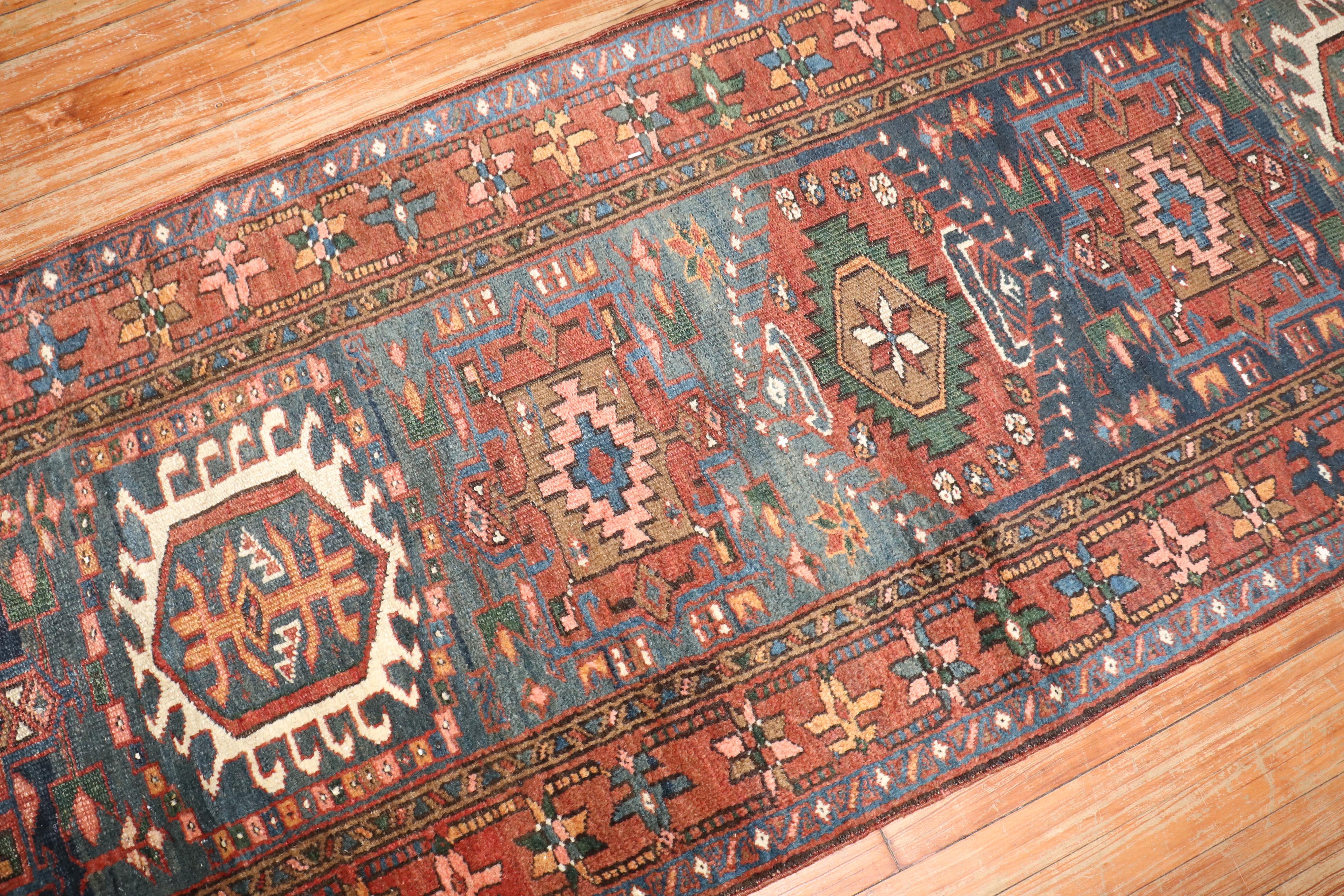 Zabihi Collection Antique Persian Heriz Runner In Good Condition For Sale In New York, NY