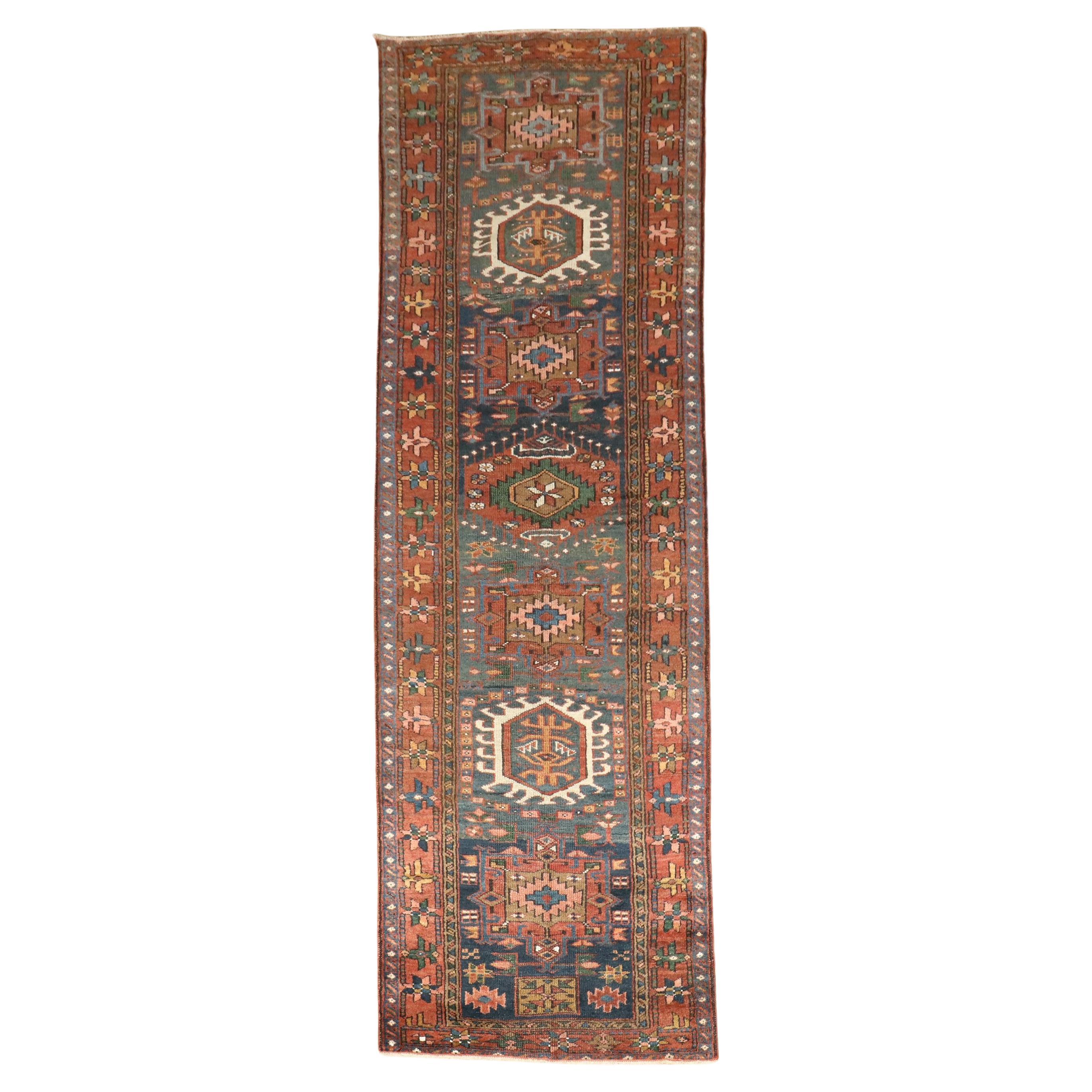 Zabihi Collection Antique Persian Heriz Runner For Sale