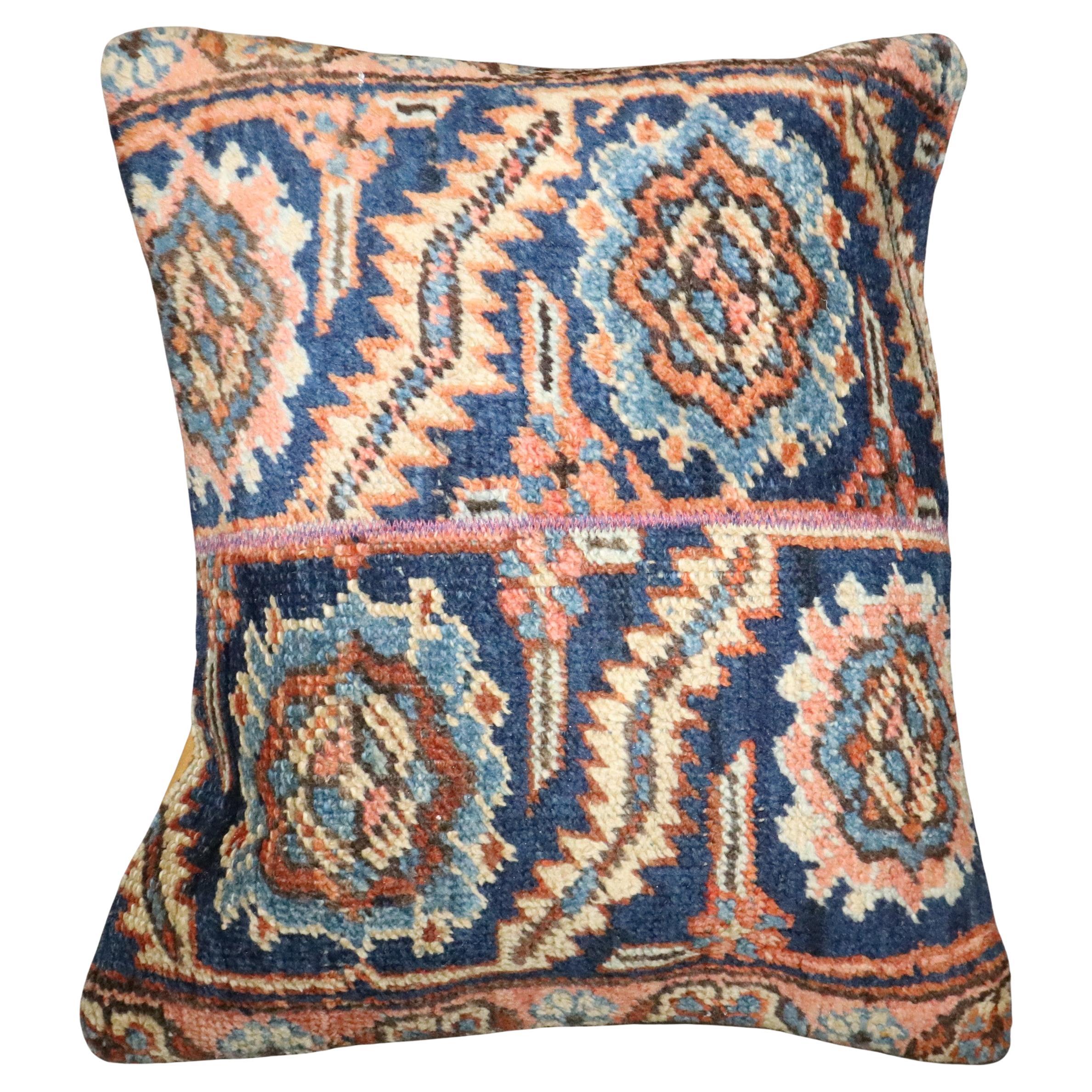 Zabihi Collection Antique Persian Heriz Sewn Rug Pillow