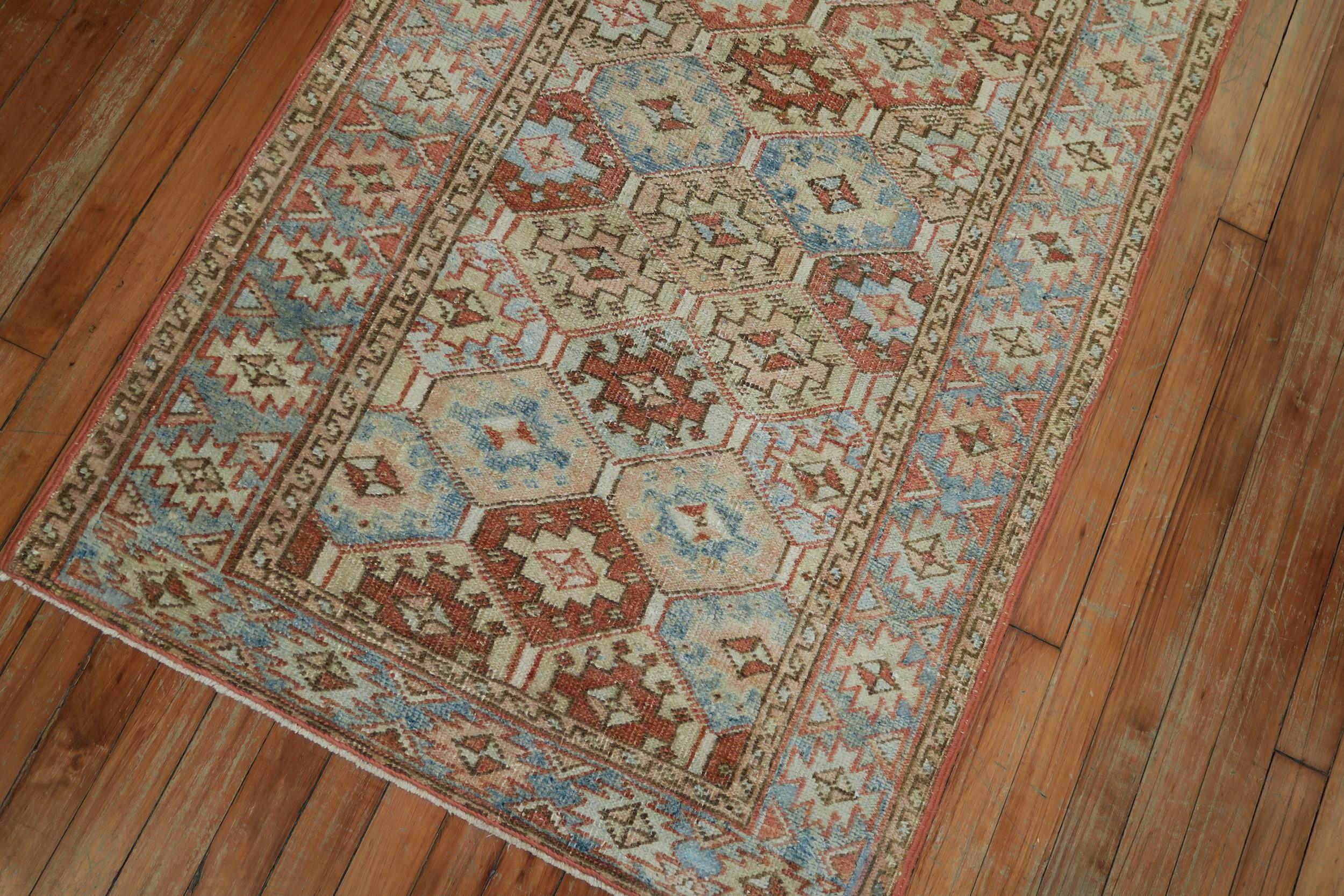 Tudor Zabihi Collection Antique Persian Heriz Small Geometric Rug