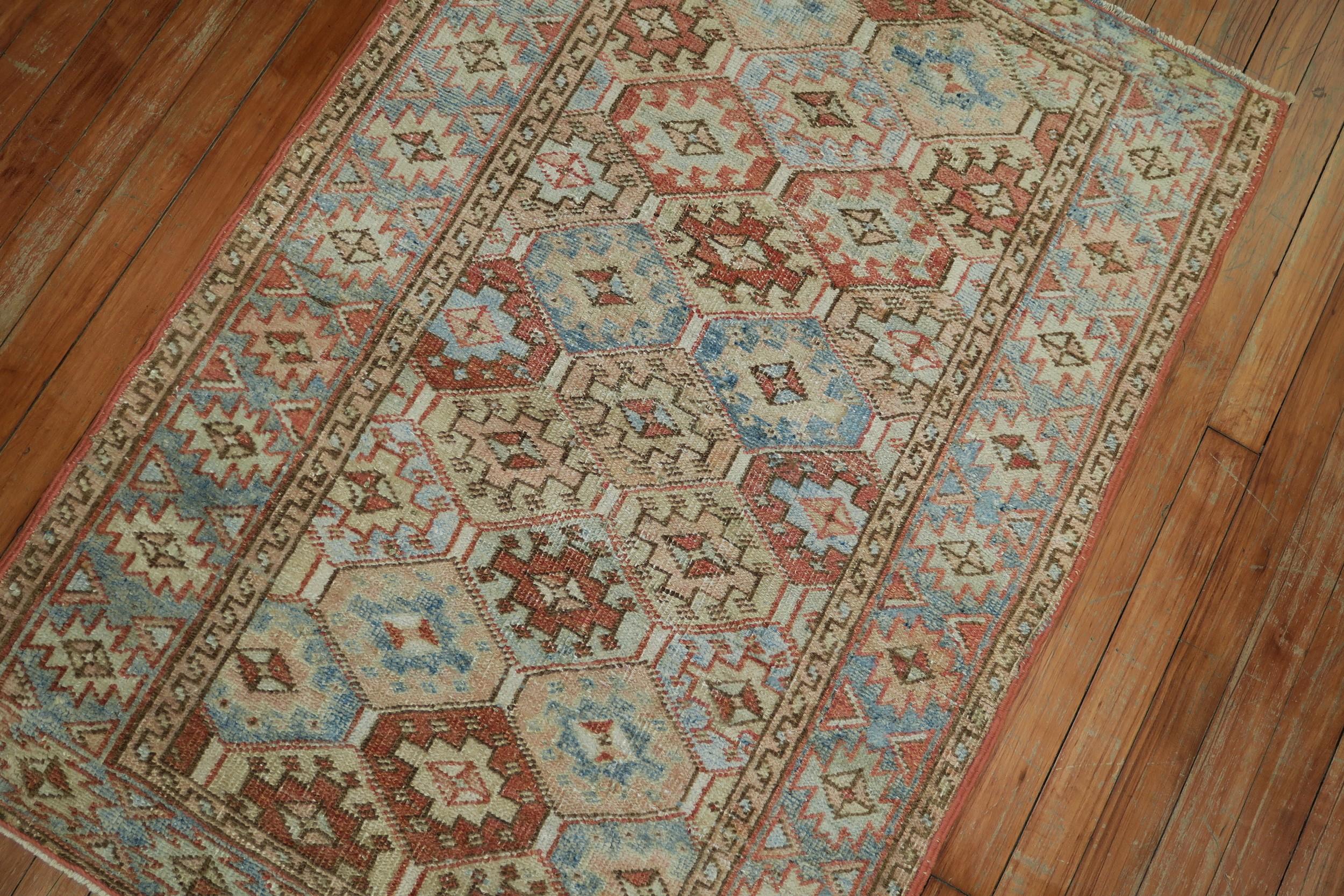 Zabihi Collection Antique Persian Heriz Small Geometric Rug In Good Condition In New York, NY