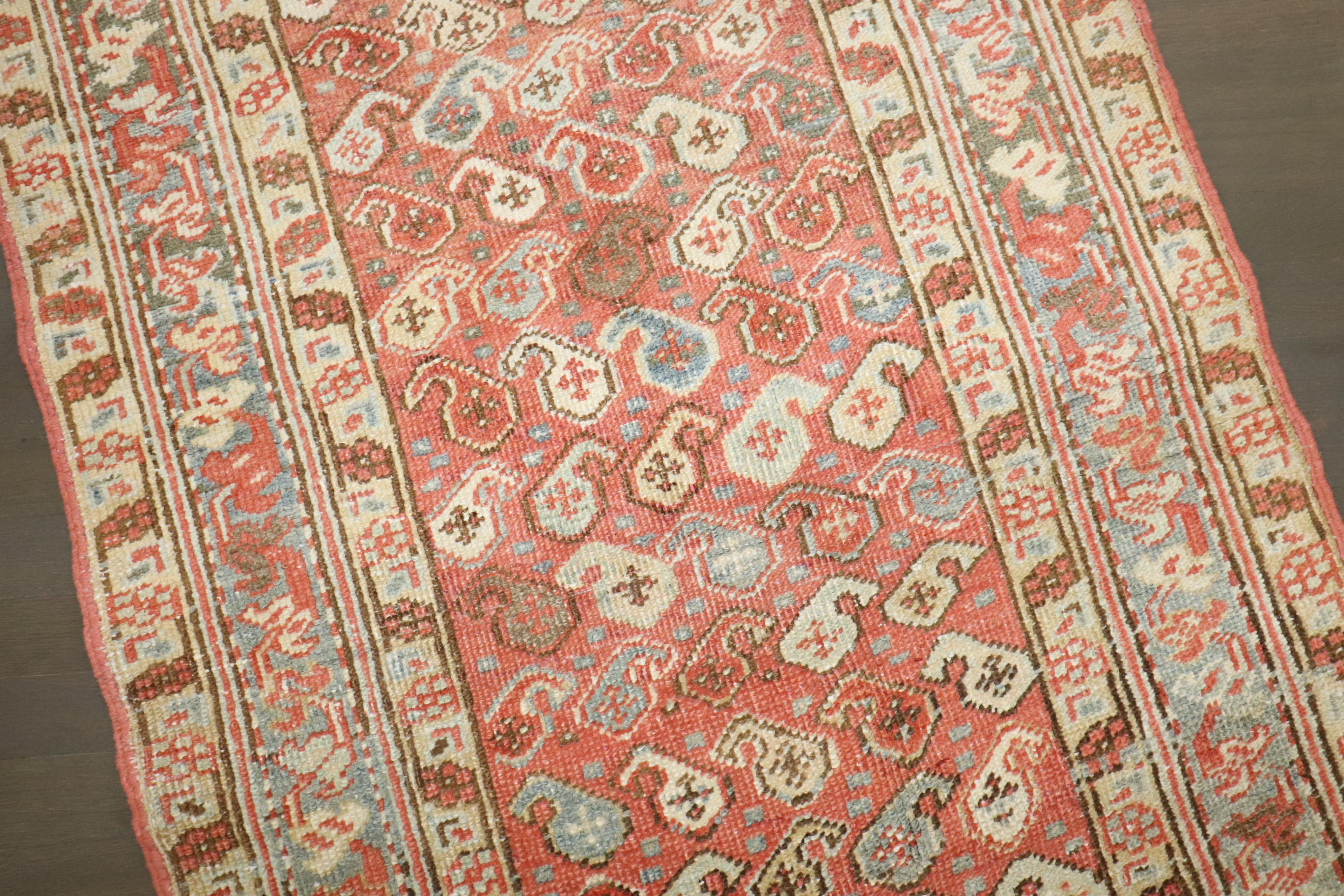 Colección Zabihi Alfombra Persa Antigua Heriz Geométrica Pequeña Lana en venta