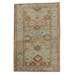 Zabihi Collection Antique Persian Heriz Small Geometric Rug