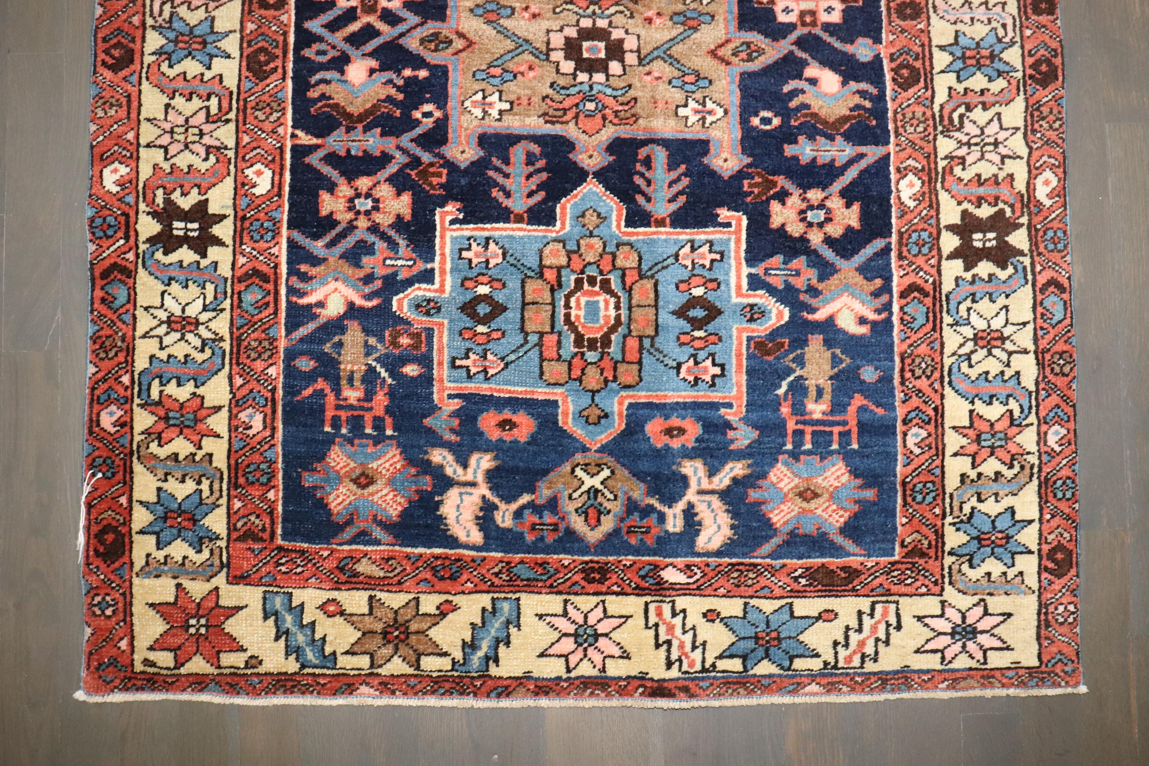 Zabihi Collection Antique Persian Heriz Small Rug For Sale 3