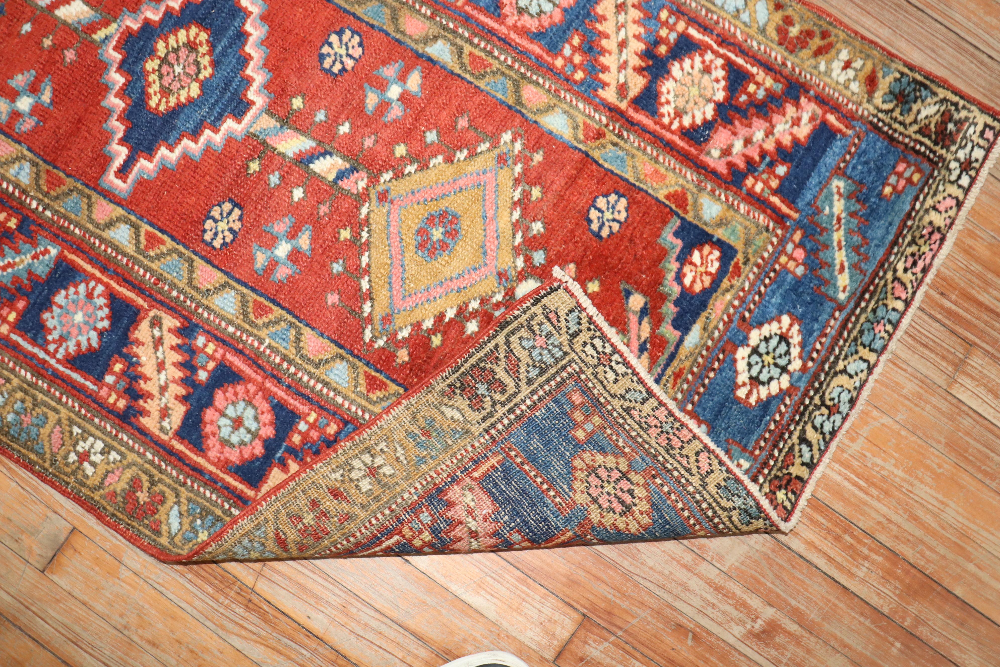 Zabihi Collection Antique Persian Heriz Small Rug In Good Condition For Sale In New York, NY