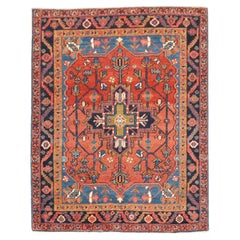 Zabihi Collection Antique Persian Heriz Small Rug