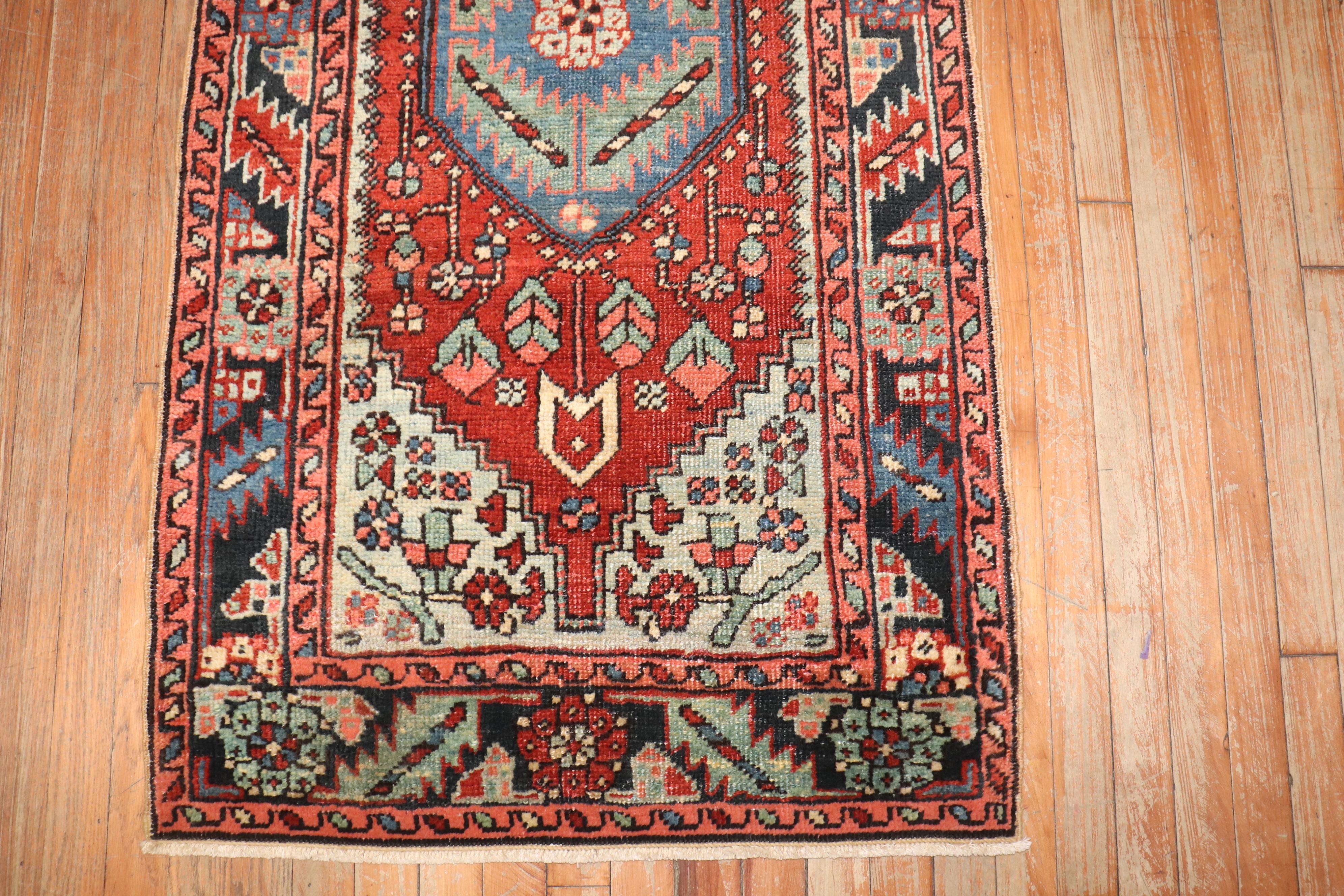 Serapi Zabihi Collection Antique Persian Heriz Small Runner For Sale