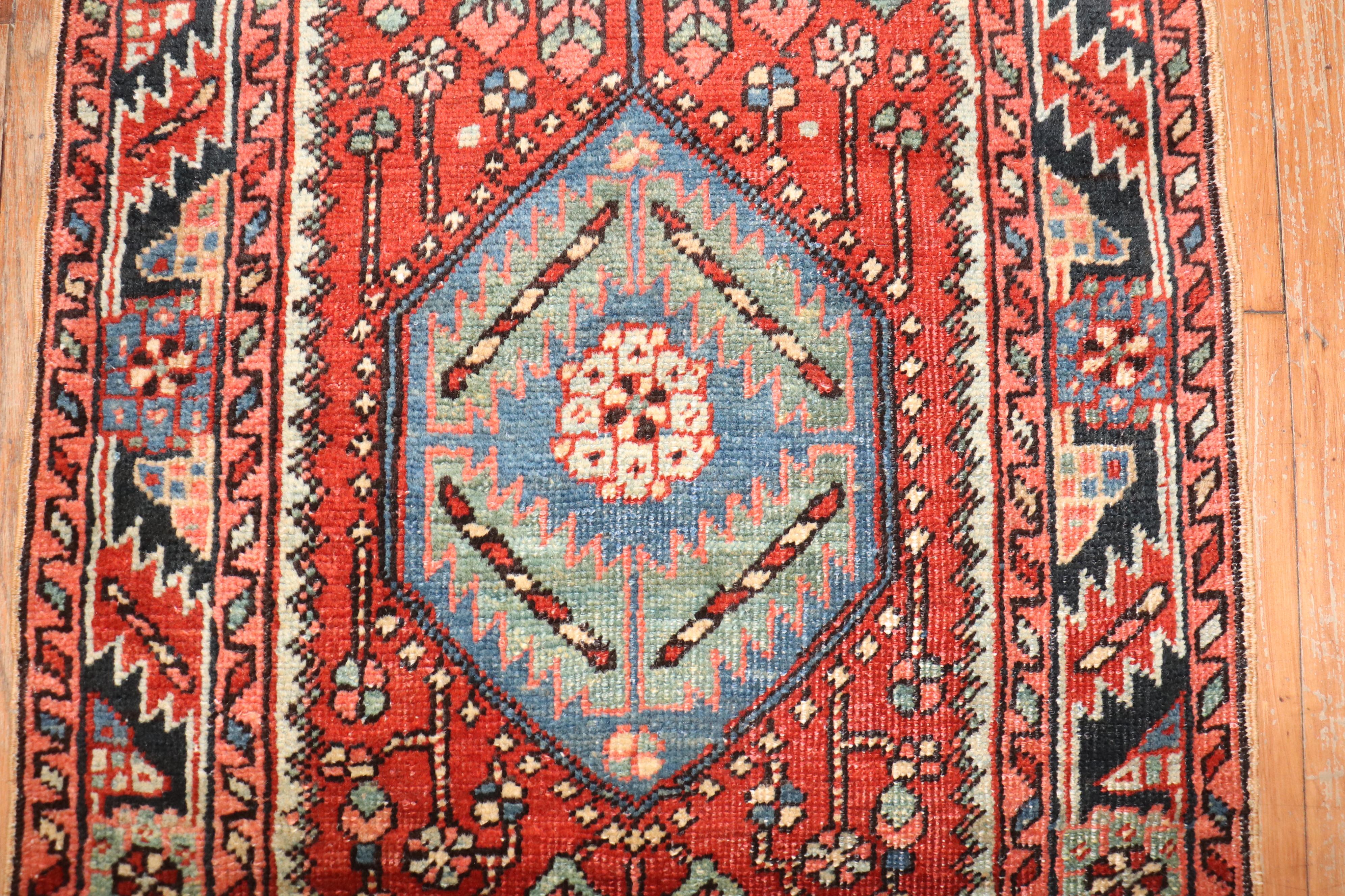 Zabihi Collection Antique Persian Heriz Small Runner In Good Condition For Sale In New York, NY