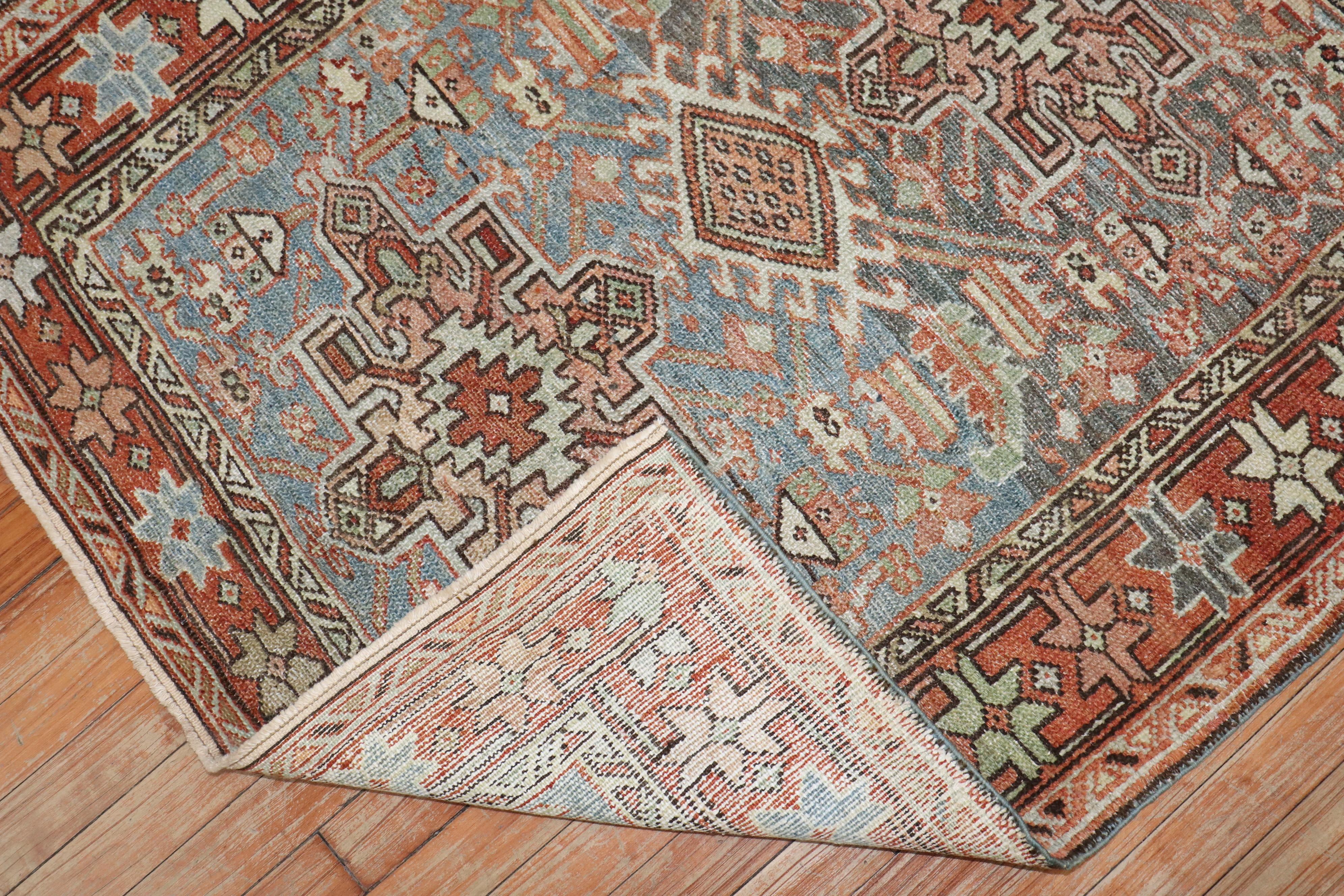 Malayer Zabihi Collection Antique Persian Heriz Small Square Rug For Sale