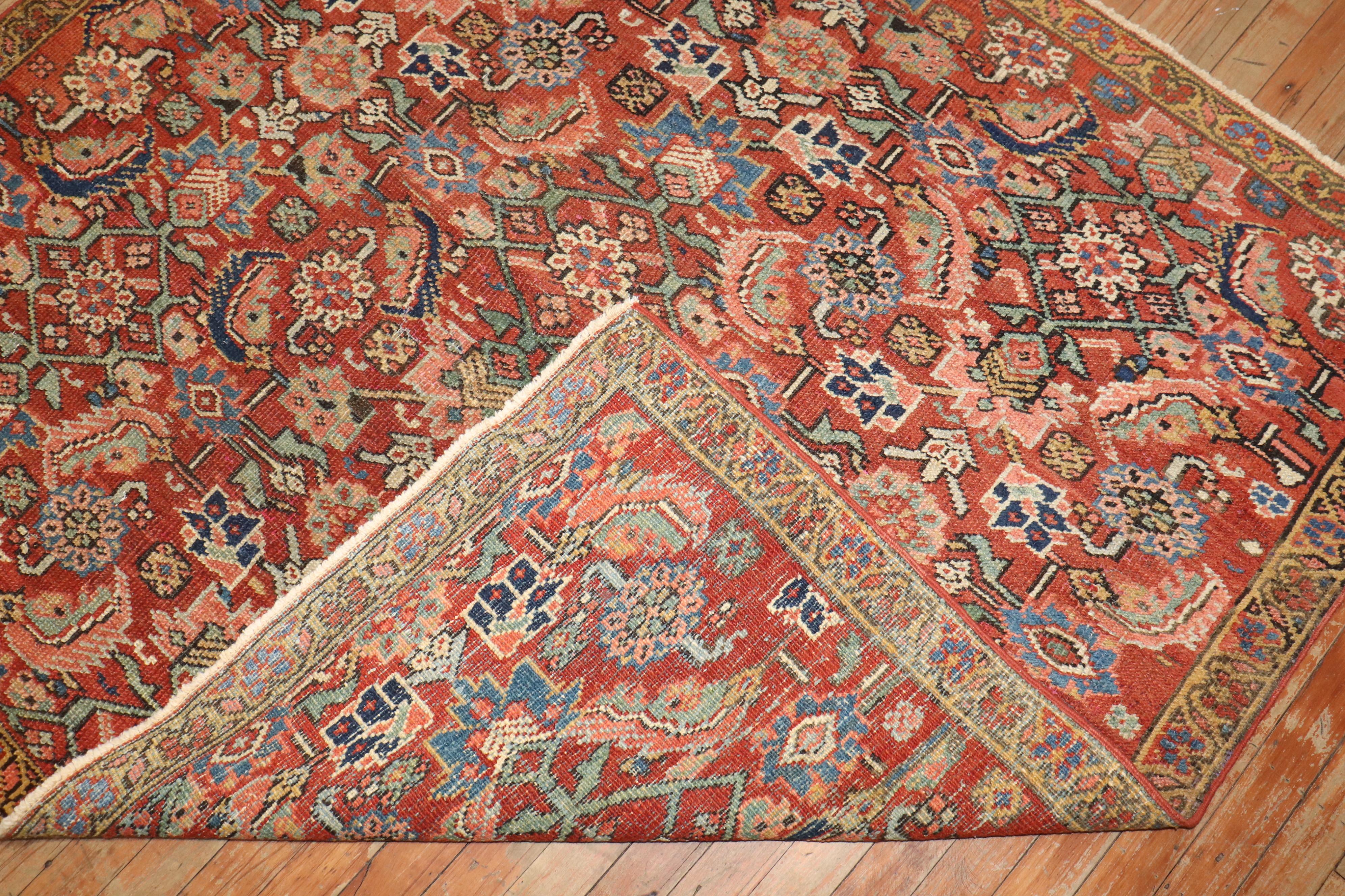 Malayer Zabihi Collection Antique Persian Heriz Square Rug For Sale