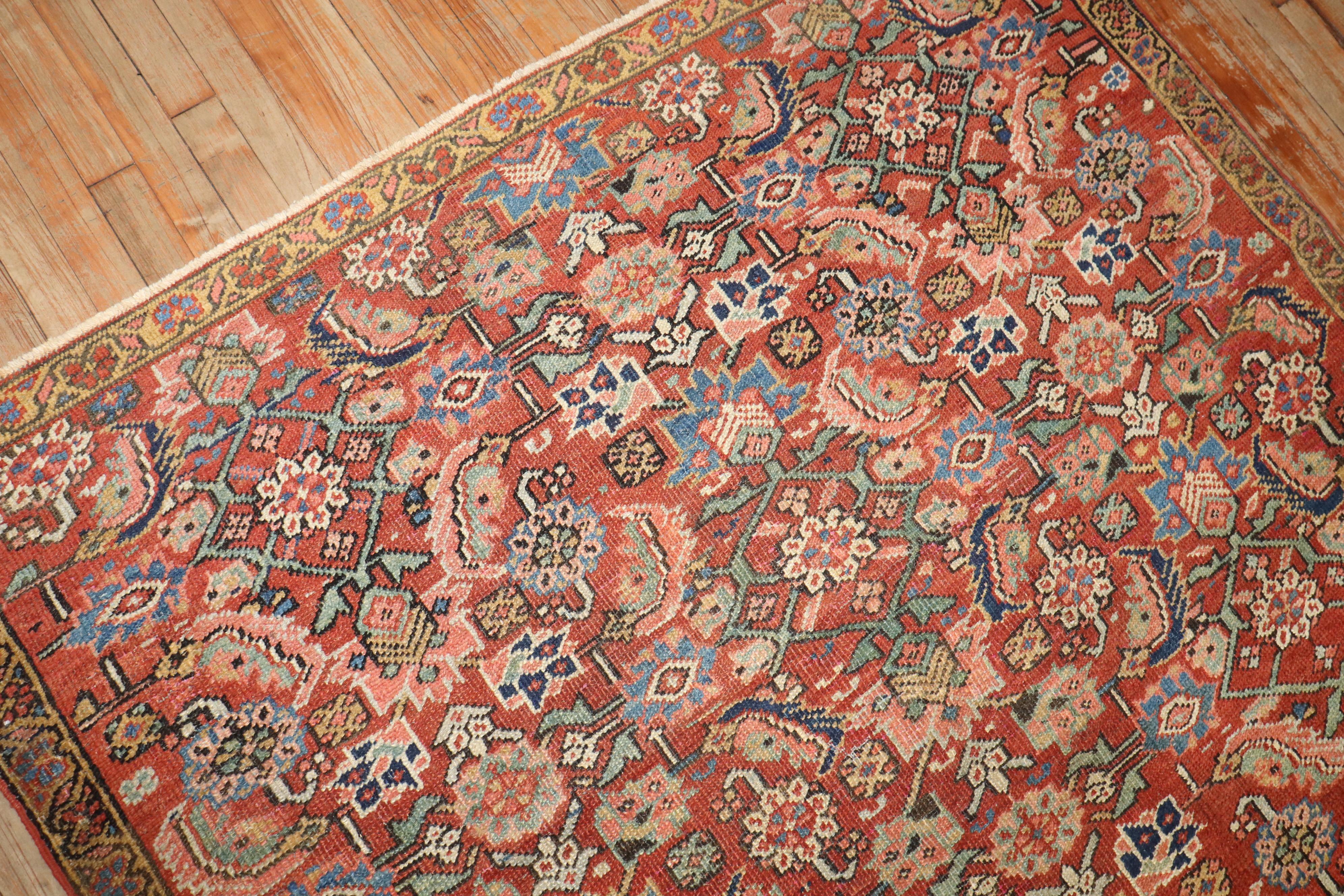 Hand-Knotted Zabihi Collection Antique Persian Heriz Square Rug For Sale