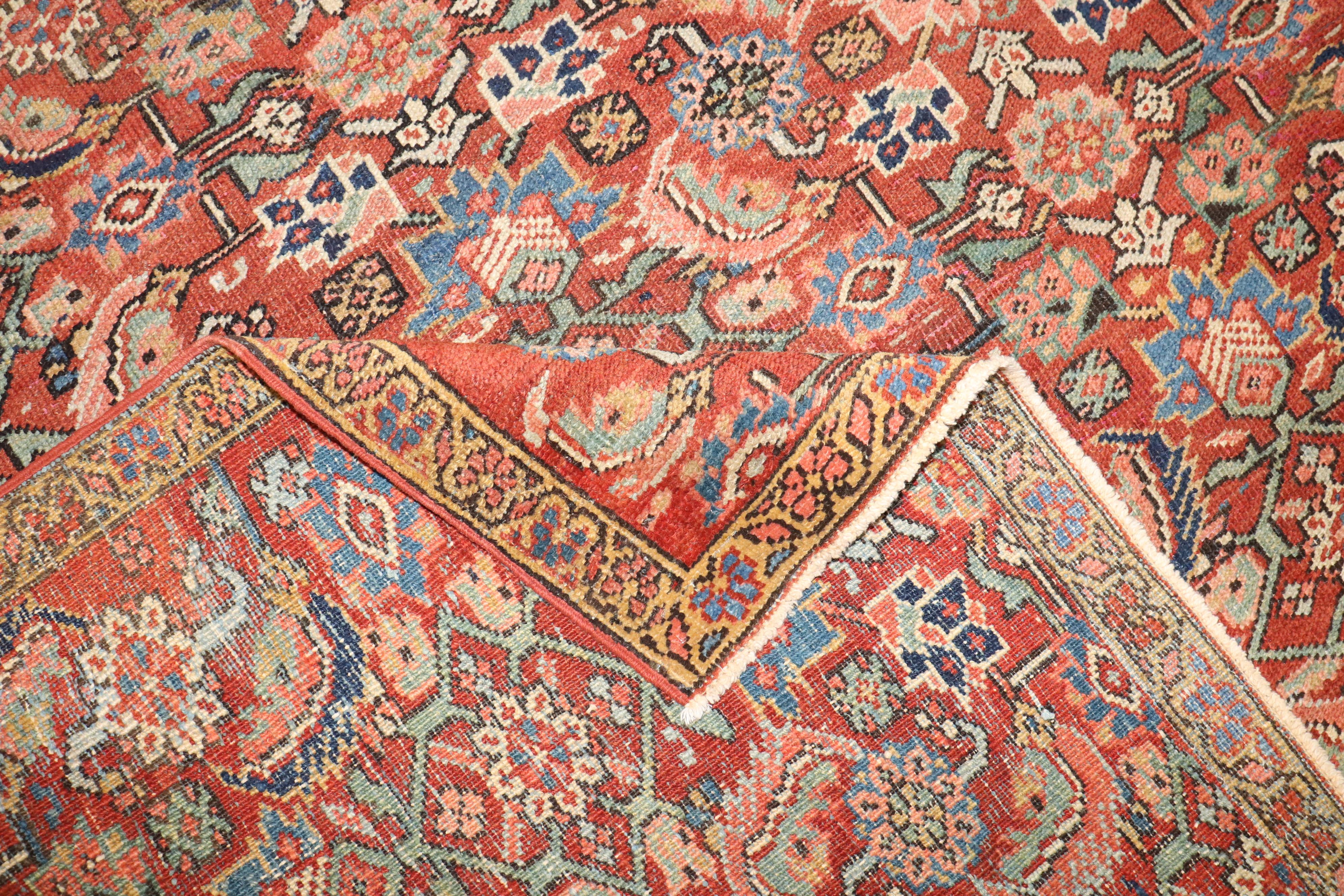 Zabihi Collection Antique Persian Heriz Square Rug In Good Condition For Sale In New York, NY