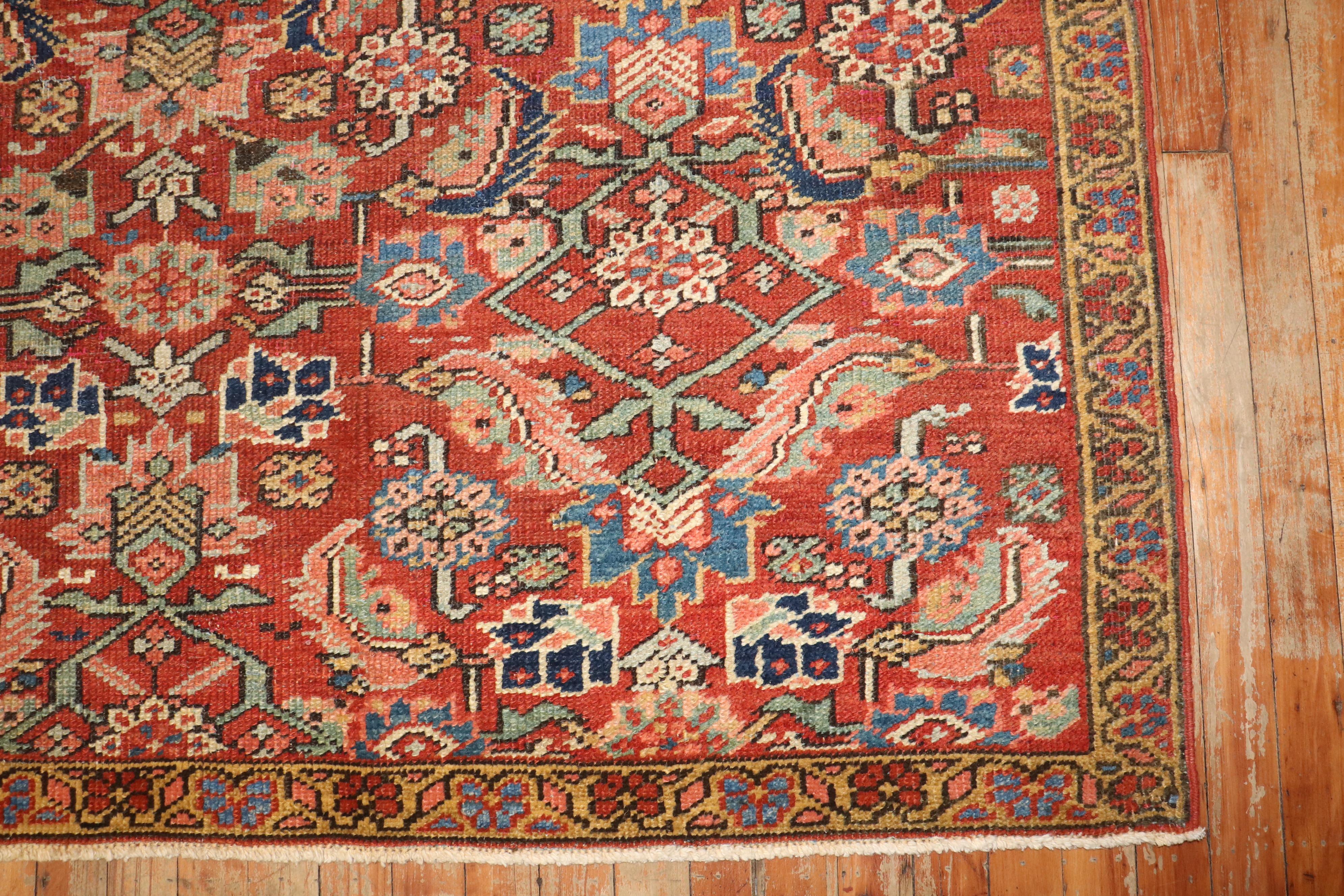 Wool Zabihi Collection Antique Persian Heriz Square Rug For Sale
