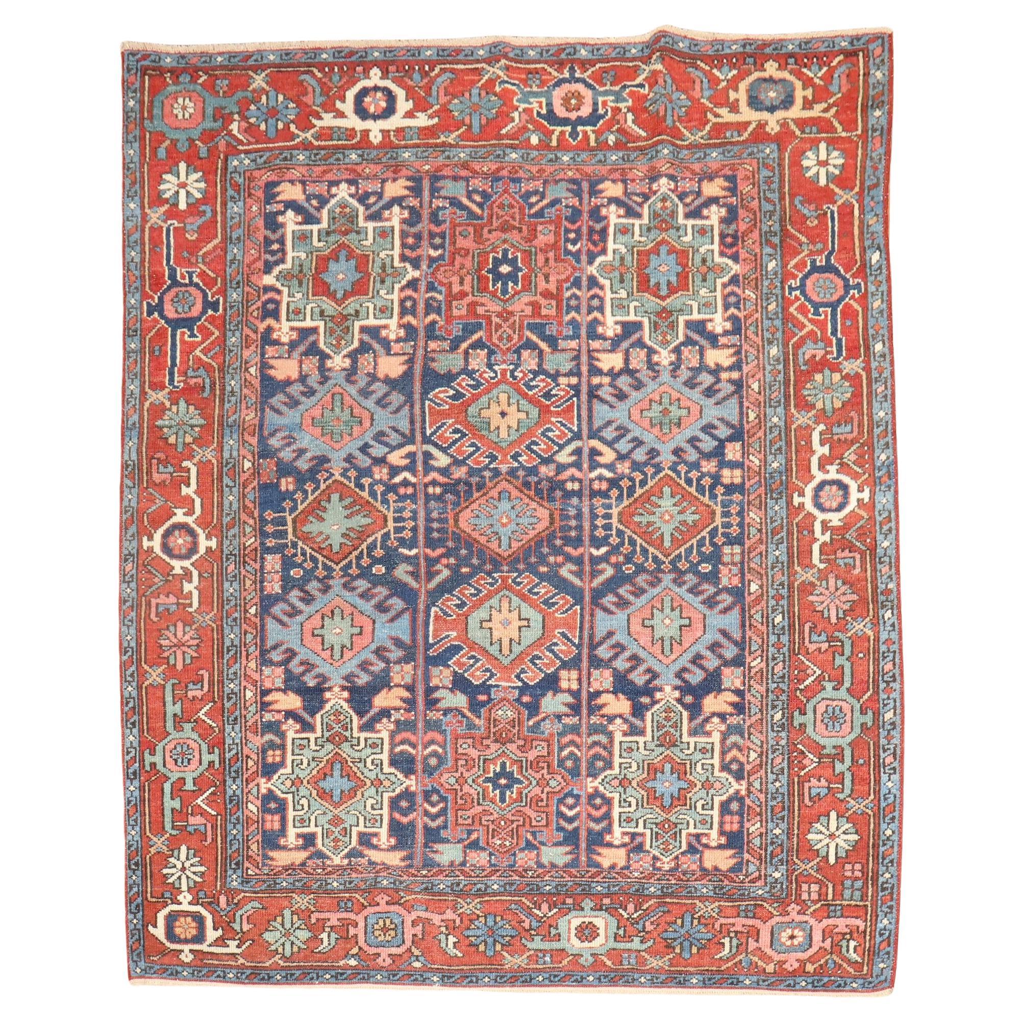 Zabihi Collection Antique Persian Heriz Square Rug