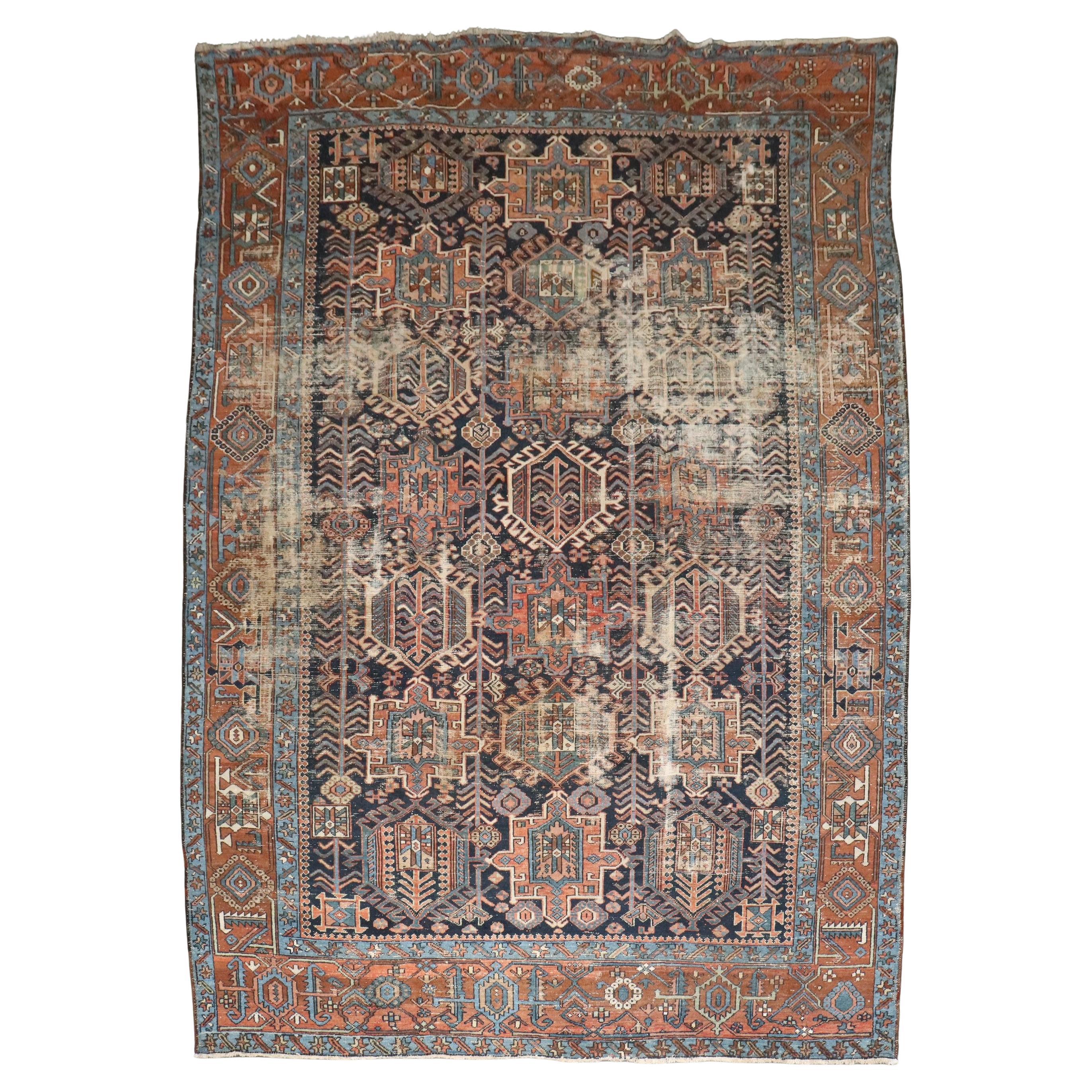 Colección Zabihi Alfombra Persa Antigua Heriz Desgastada