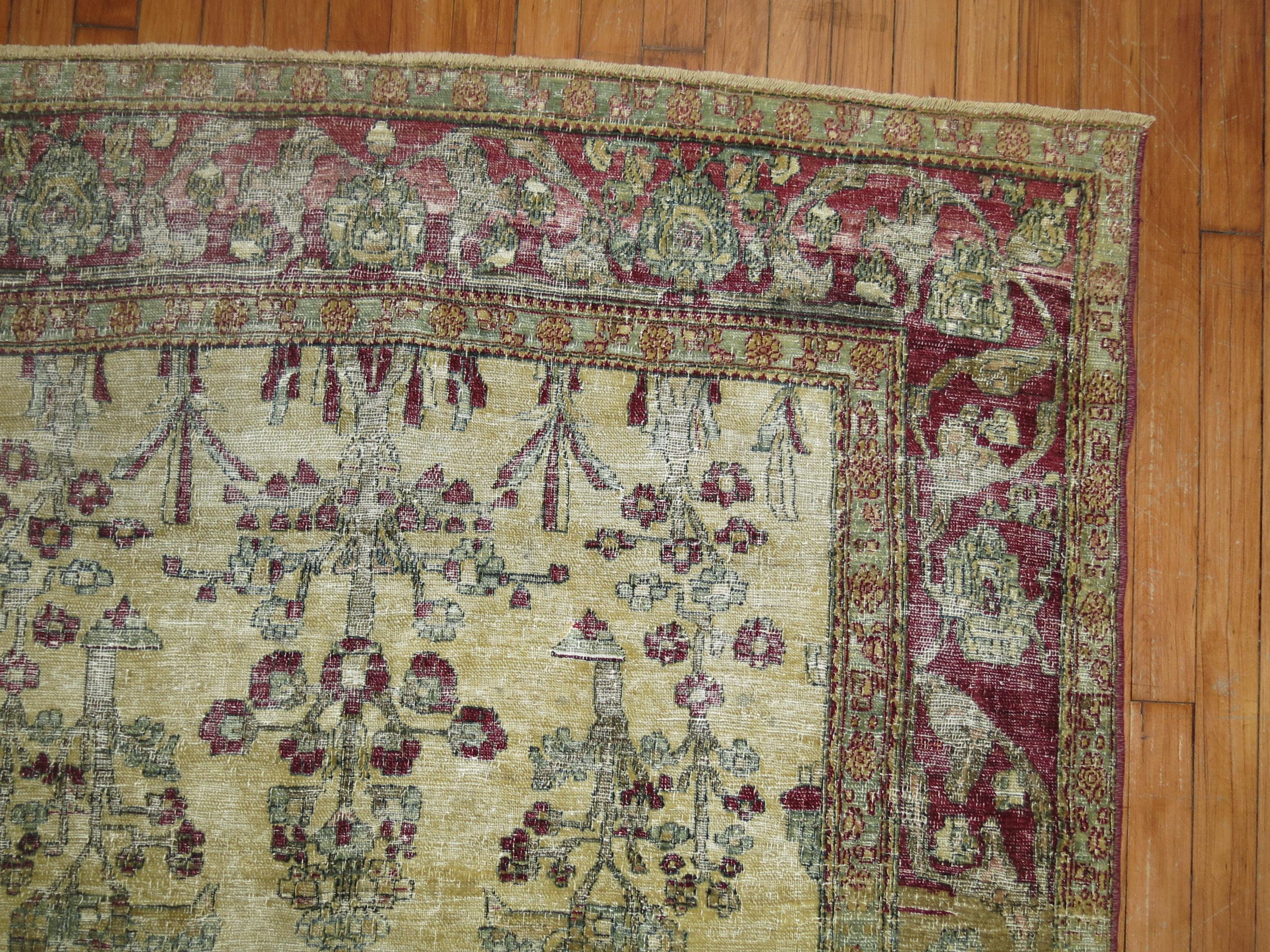 Wool Zabihi Collection Antique Persian Isfahan Prayer Carpet For Sale