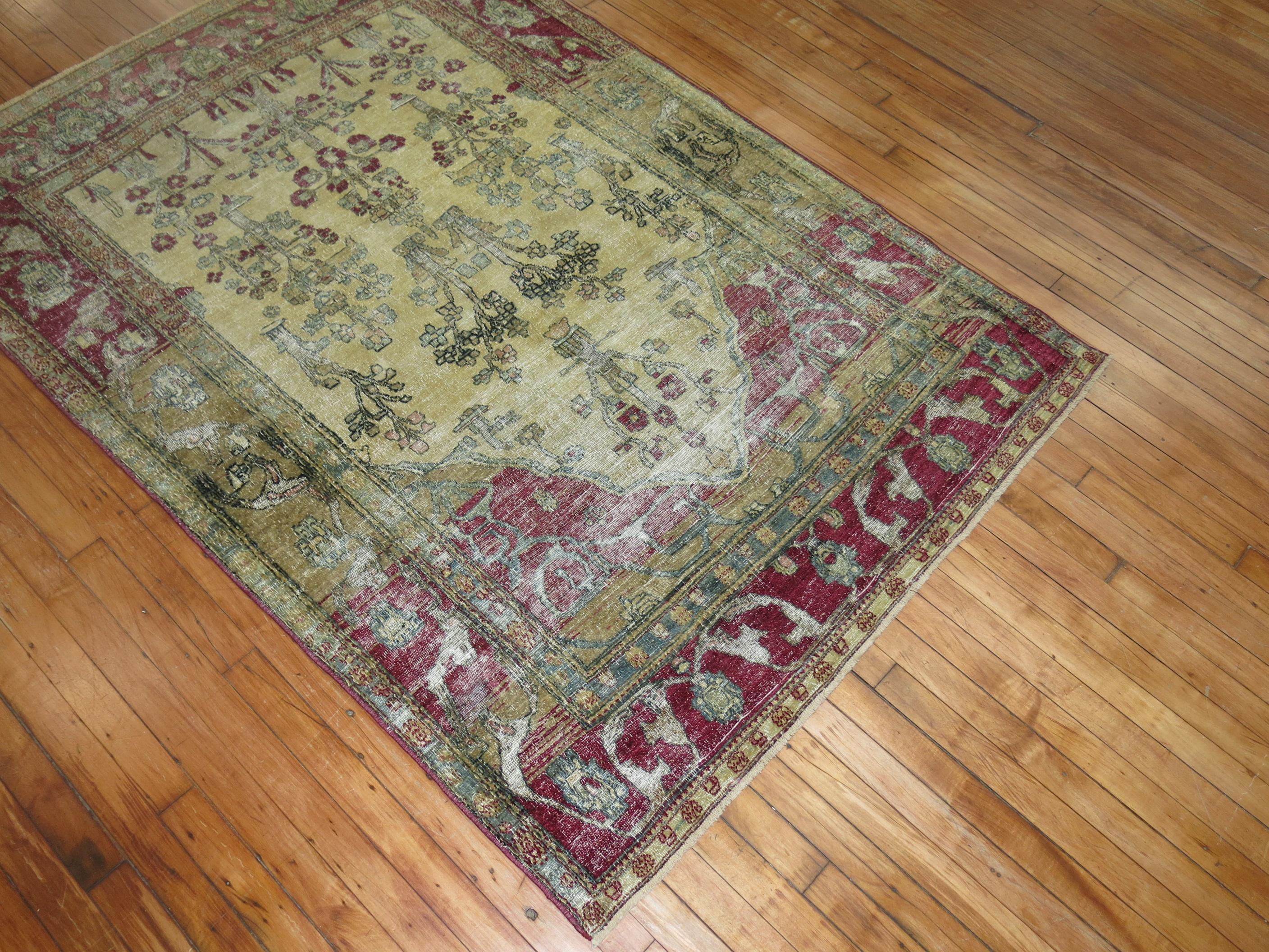 Zabihi Collection Antique Persian Isfahan Prayer Carpet For Sale 1