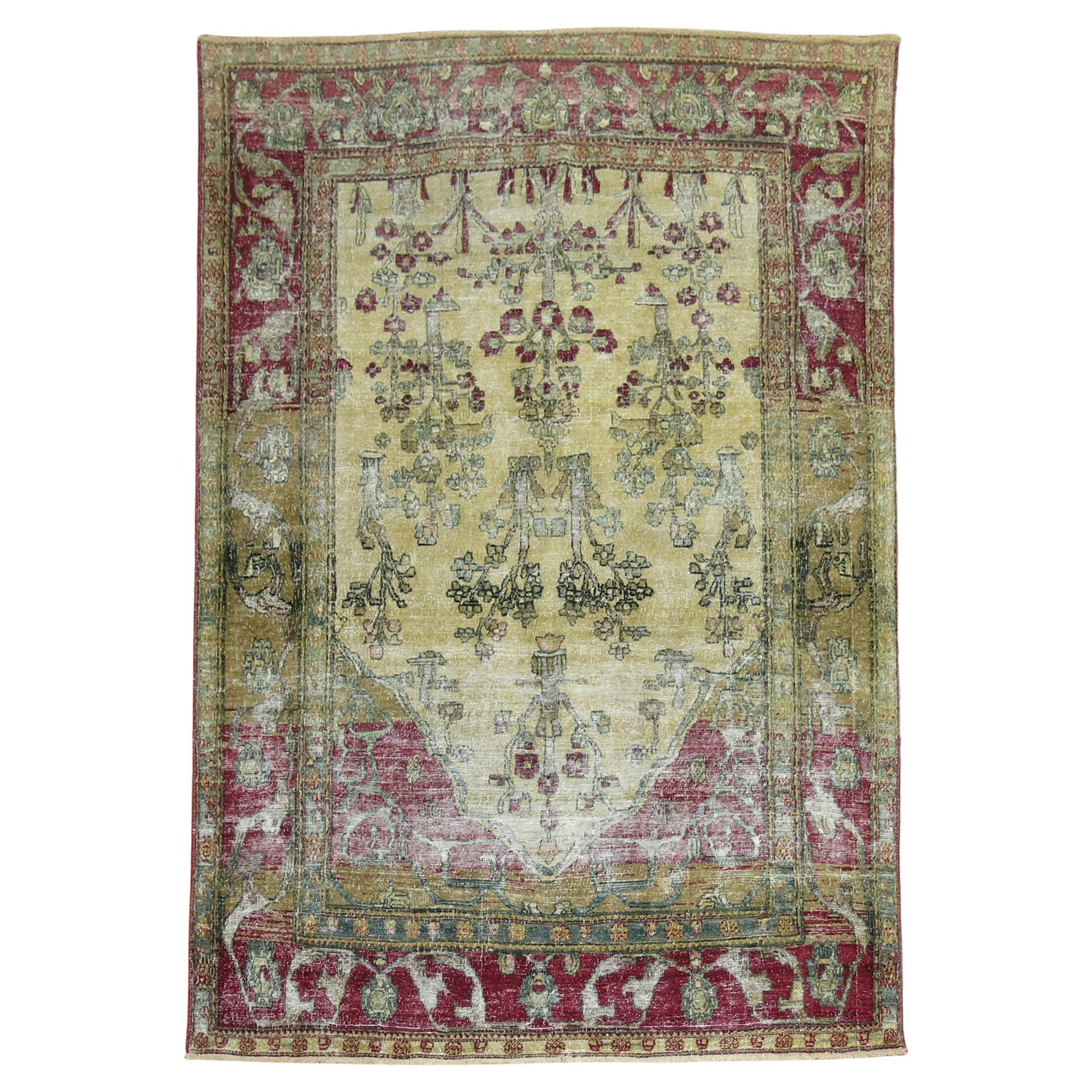 Zabihi Collection Antique Persian Isfahan Prayer Carpet For Sale