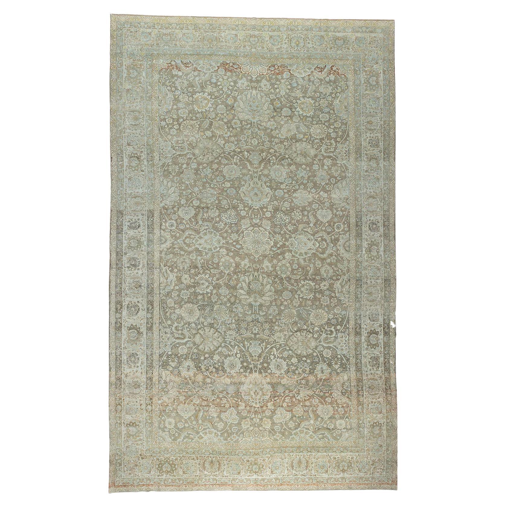 Zabihi Collection Antique Persian Kashan Carpet For Sale