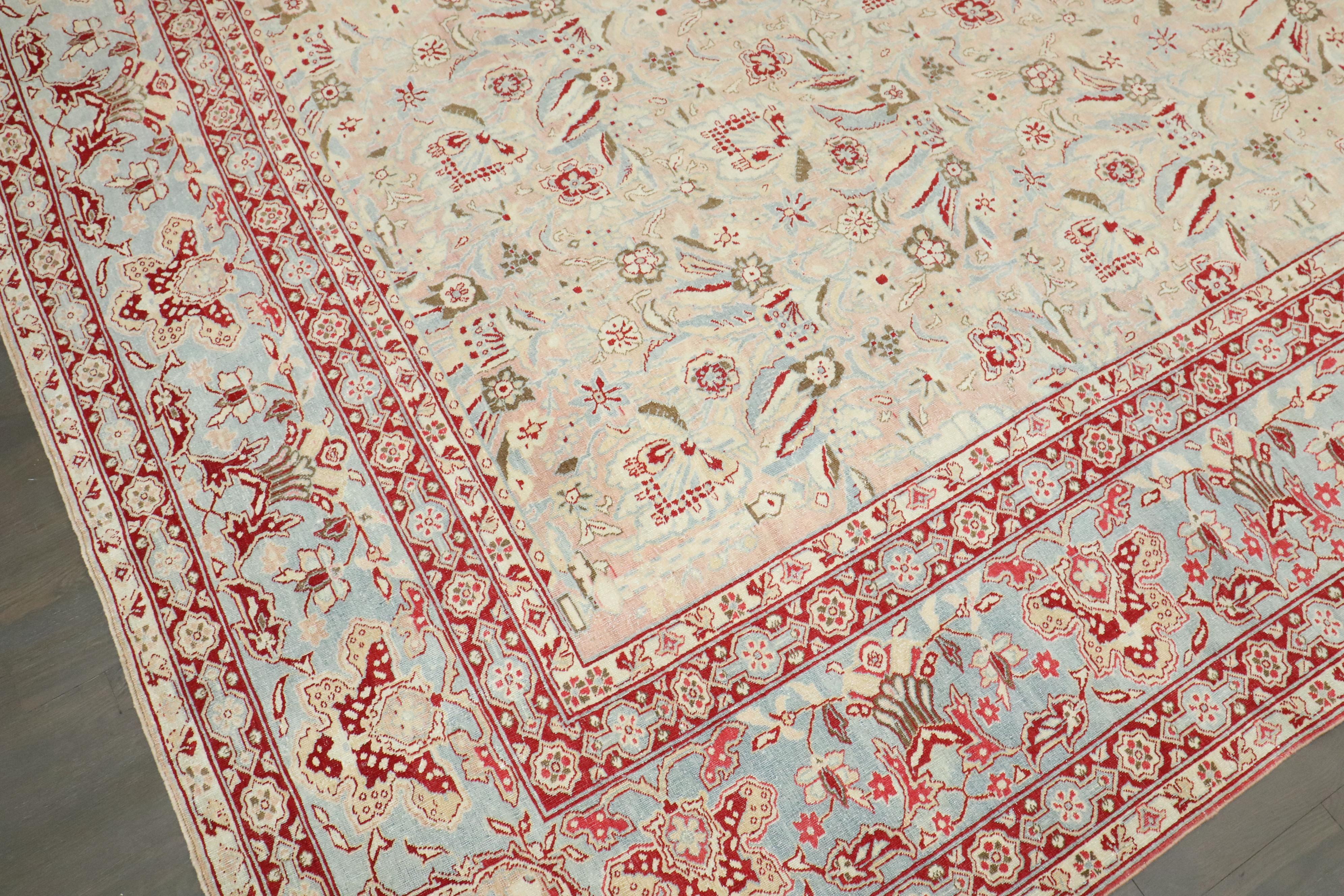 Zabihi Kollektion Antiker persischer Kashan Großer persischer Teppich (Handgewebt) im Angebot