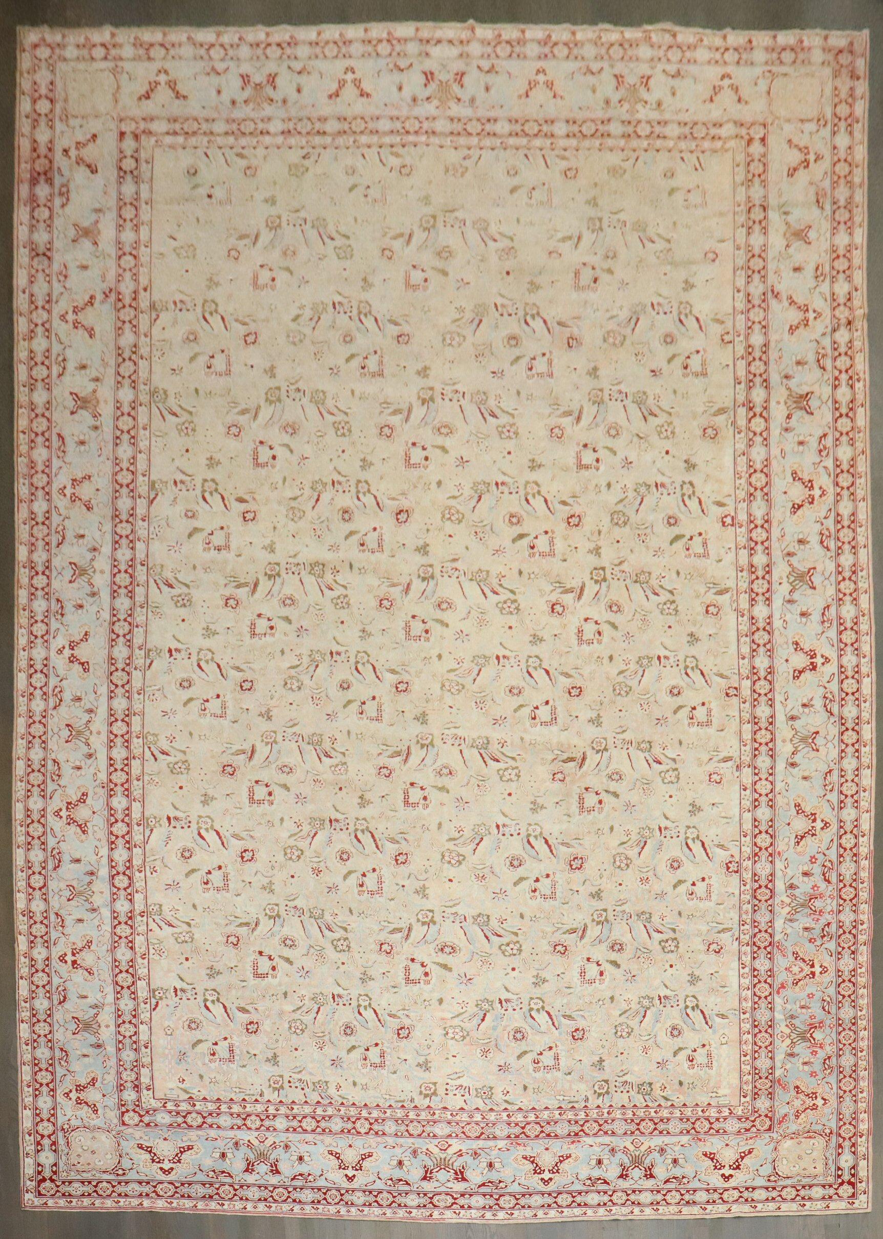 Zabihi Kollektion Antiker persischer Kashan Großer persischer Teppich (Wolle) im Angebot