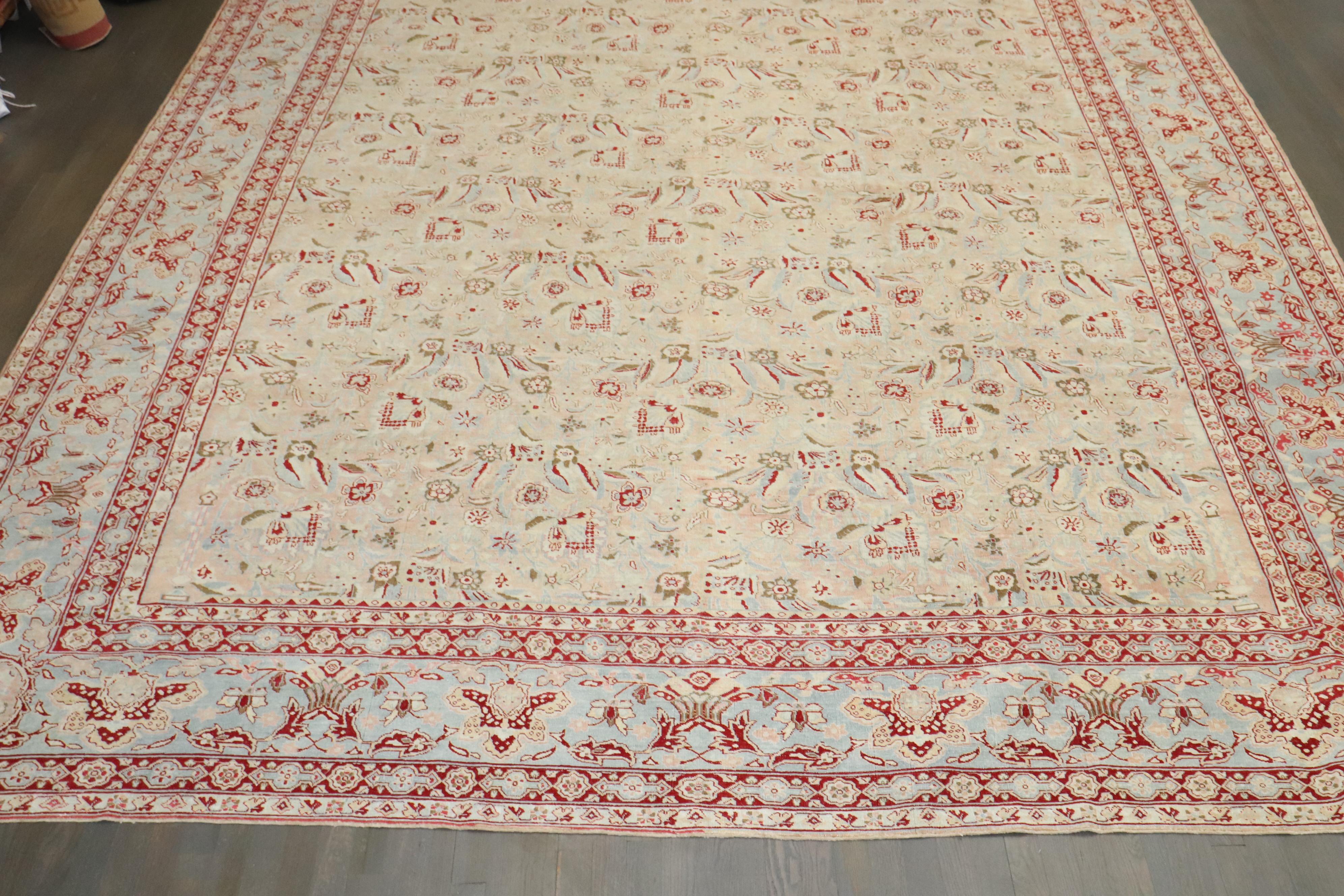 Zabihi Kollektion Antiker persischer Kashan Großer persischer Teppich im Angebot 1