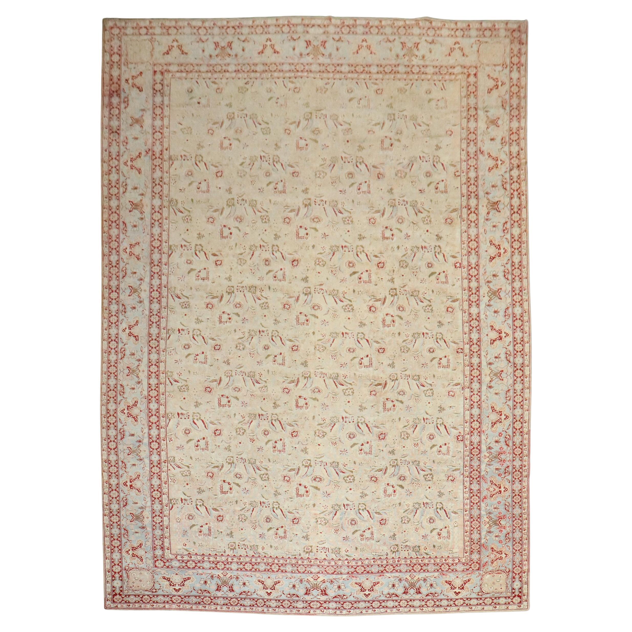 Zabihi Collection Antique Persian Kashan Large Carpet