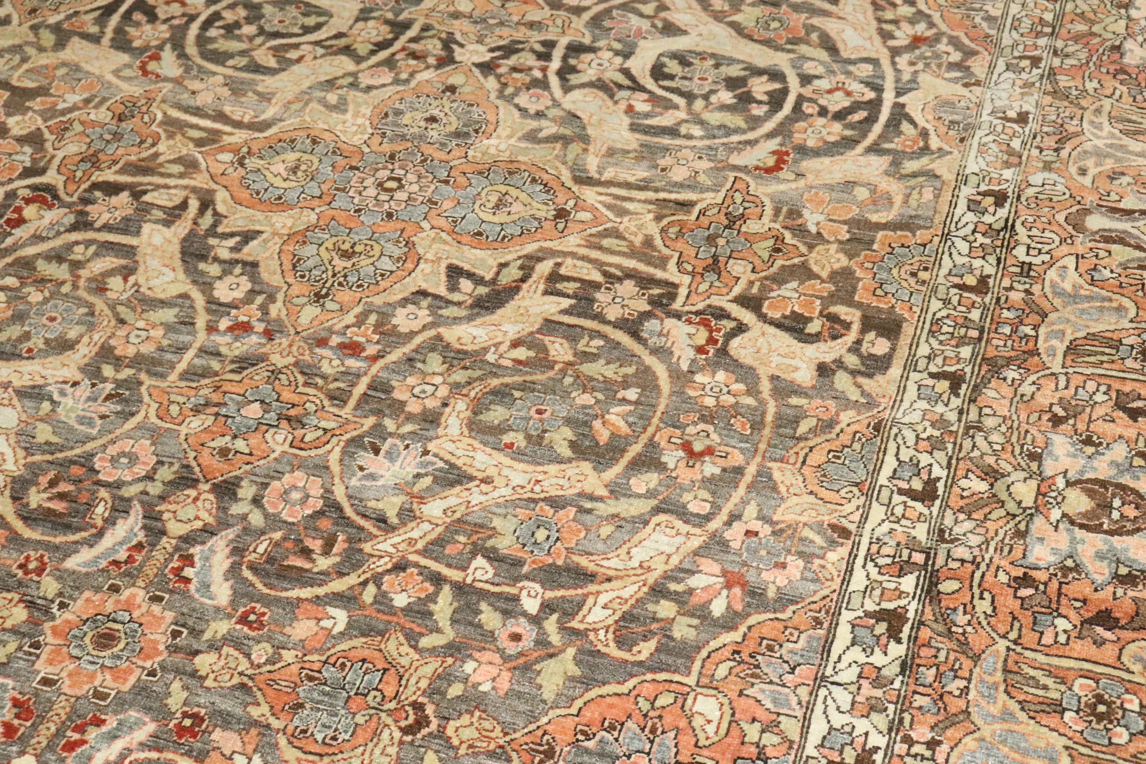 Zabihi Collection Antique Persian Large Brown Joshegan Rug im Angebot 3