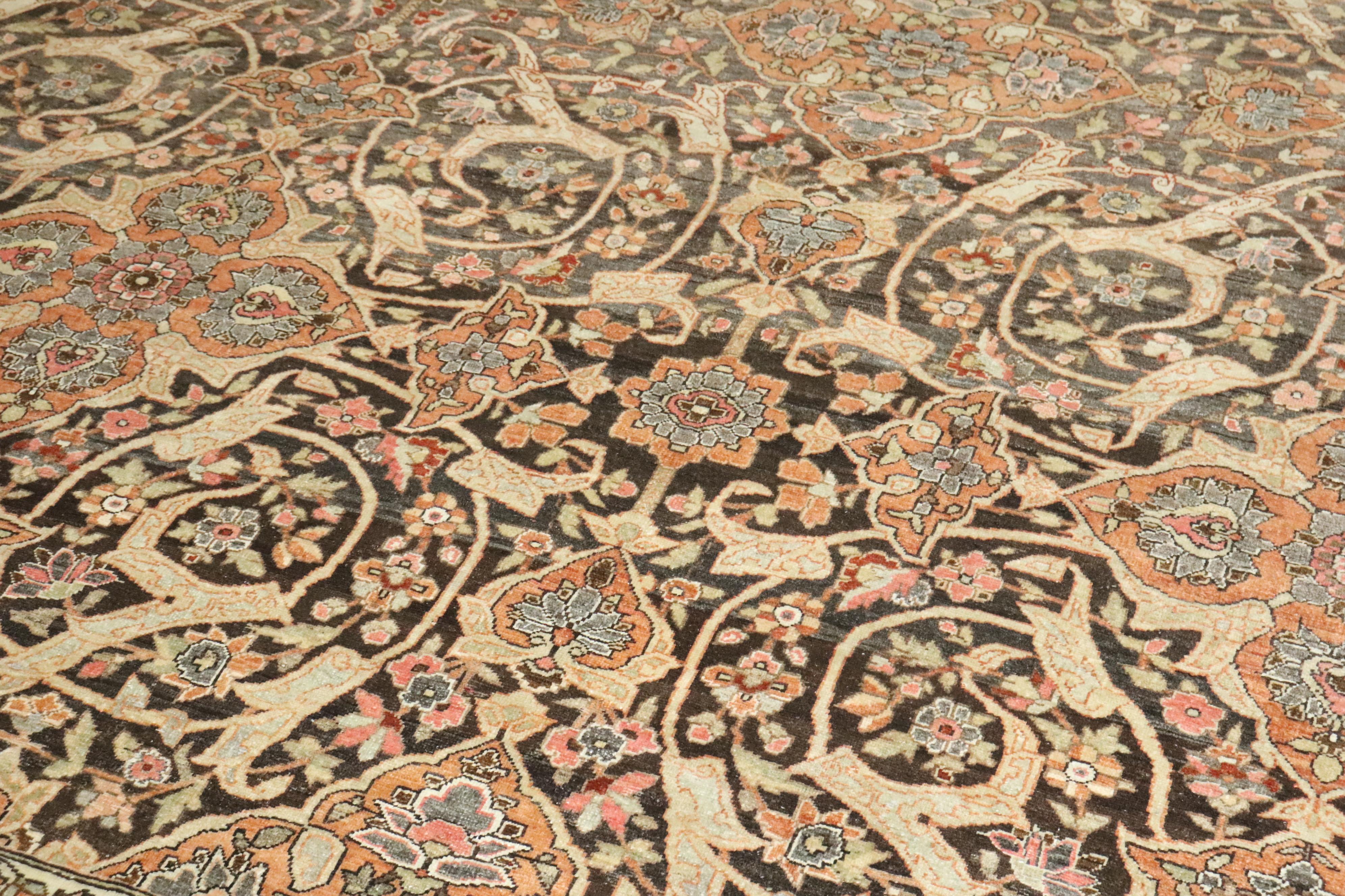 Zabihi Collection Antique Persian Large Brown Joshegan Rug im Angebot 4