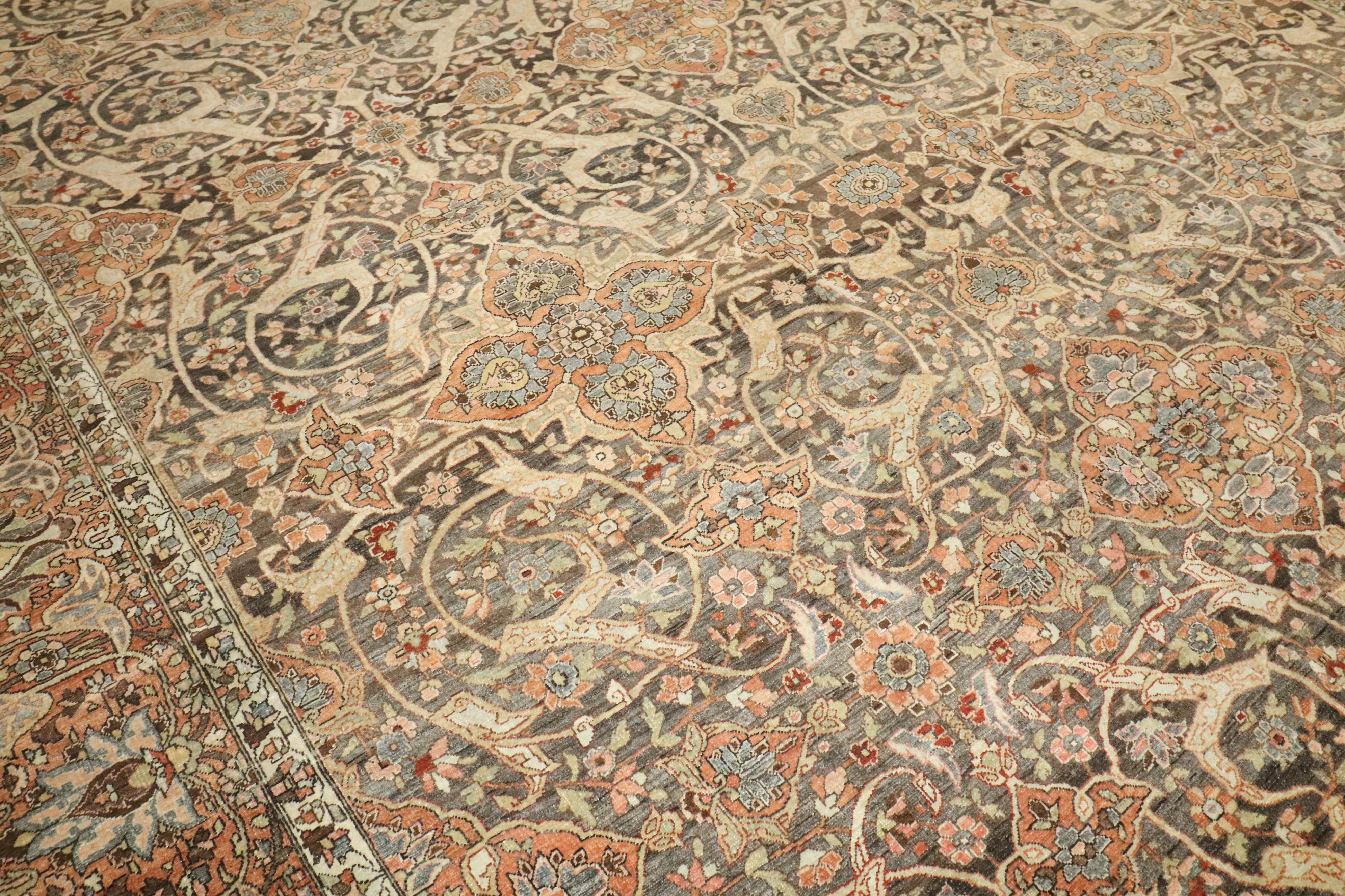 Zabihi Collection Antique Persian Large Brown Joshegan Rug im Angebot 5