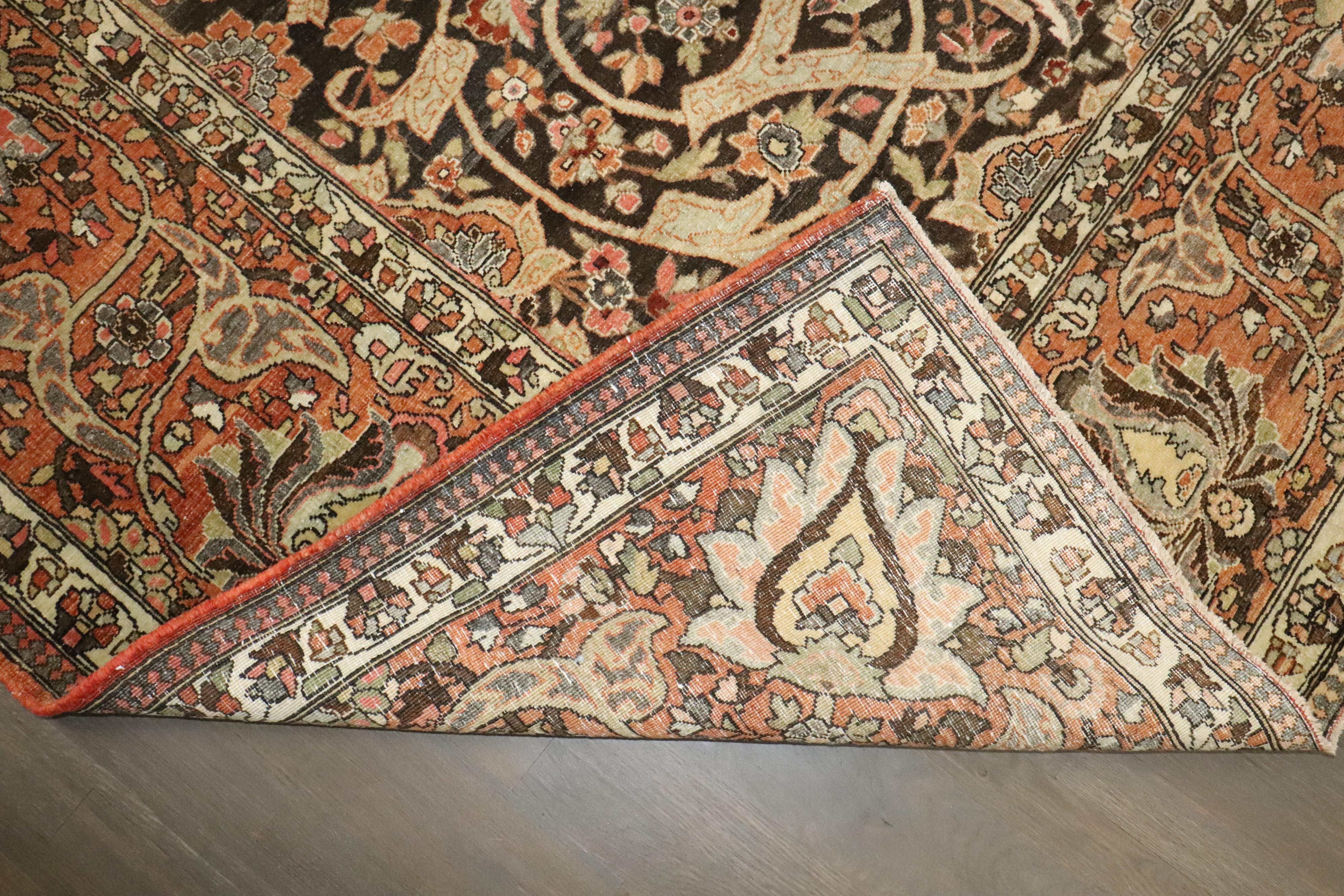 Zabihi Collection Antique Persian Large Brown Joshegan Rug im Angebot 7