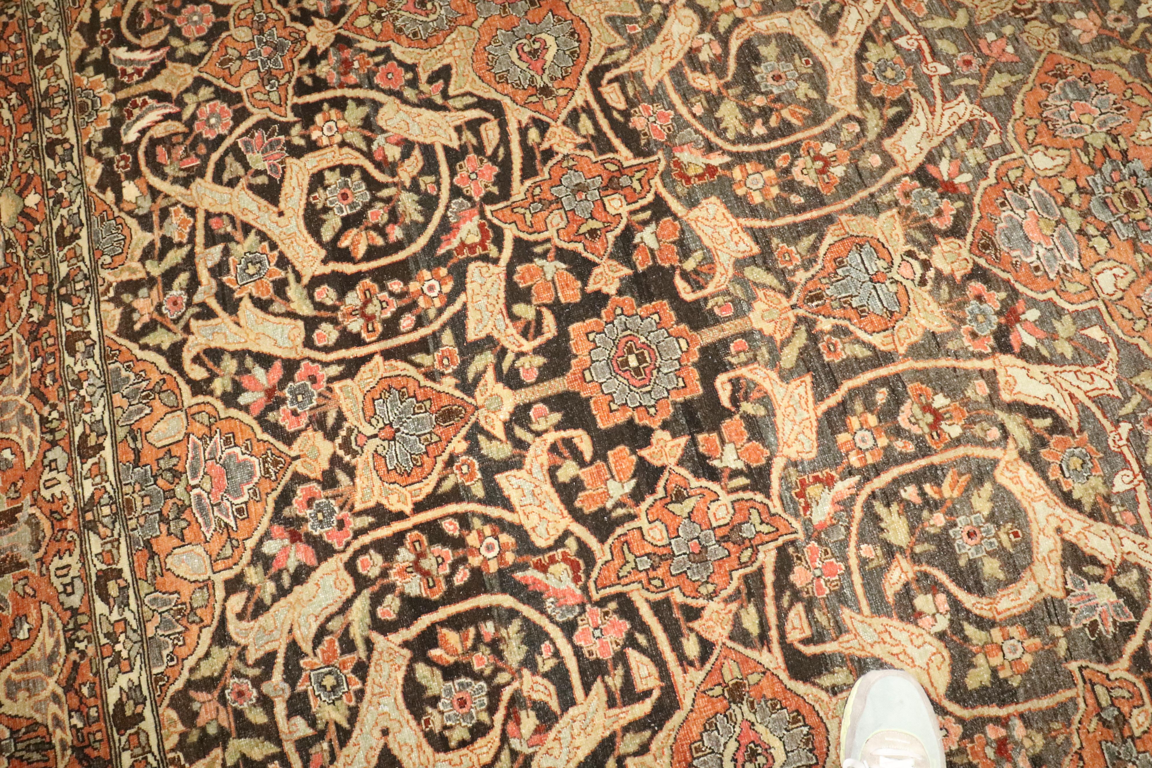 Zabihi Collection Antique Persian Large Brown Joshegan Rug (Persisch) im Angebot